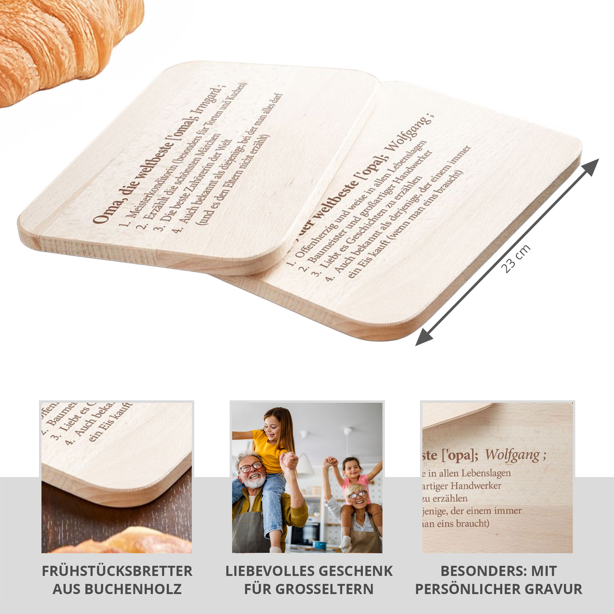 Frühstücksbrettchen Set mit Gravur - Definition Großeltern Frühstücksbrettchen Set mit Gravur - Definition Großeltern