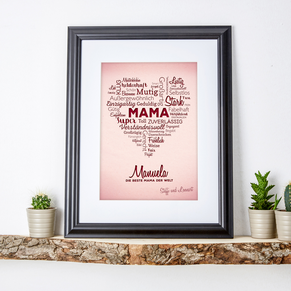Herz aus Worten - personalisiertes Bild für Mama Herz aus Worten - personalisiertes Bild für Mama