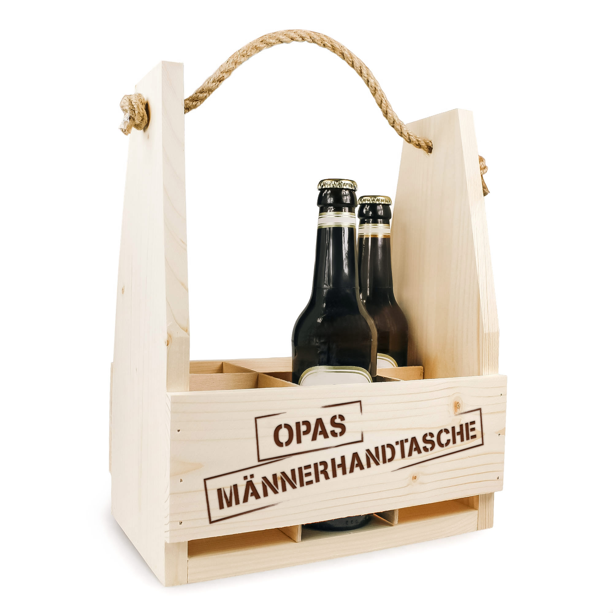 Flaschenträger mit Gravur - Opas Männerhandtasche