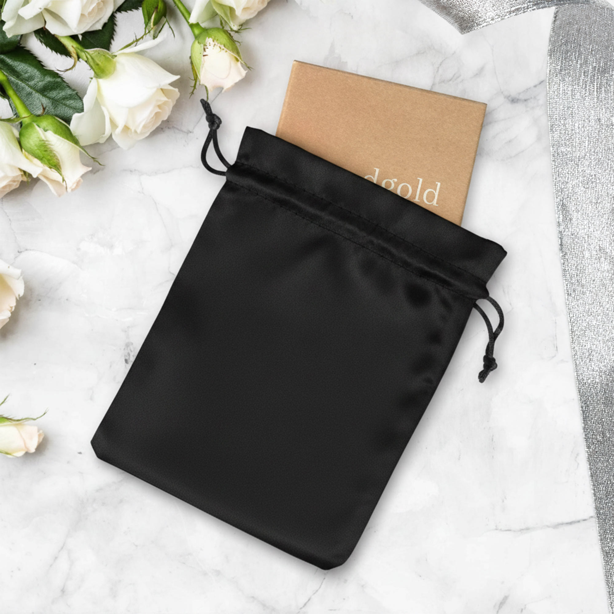Satinbeutel Geschenkverpackung - Schmuck Aufbewahrungsbeutel Schwarz Satinbeutel Geschenkverpackung - Schmuck Aufbewahrungsbeutel Schwarz
