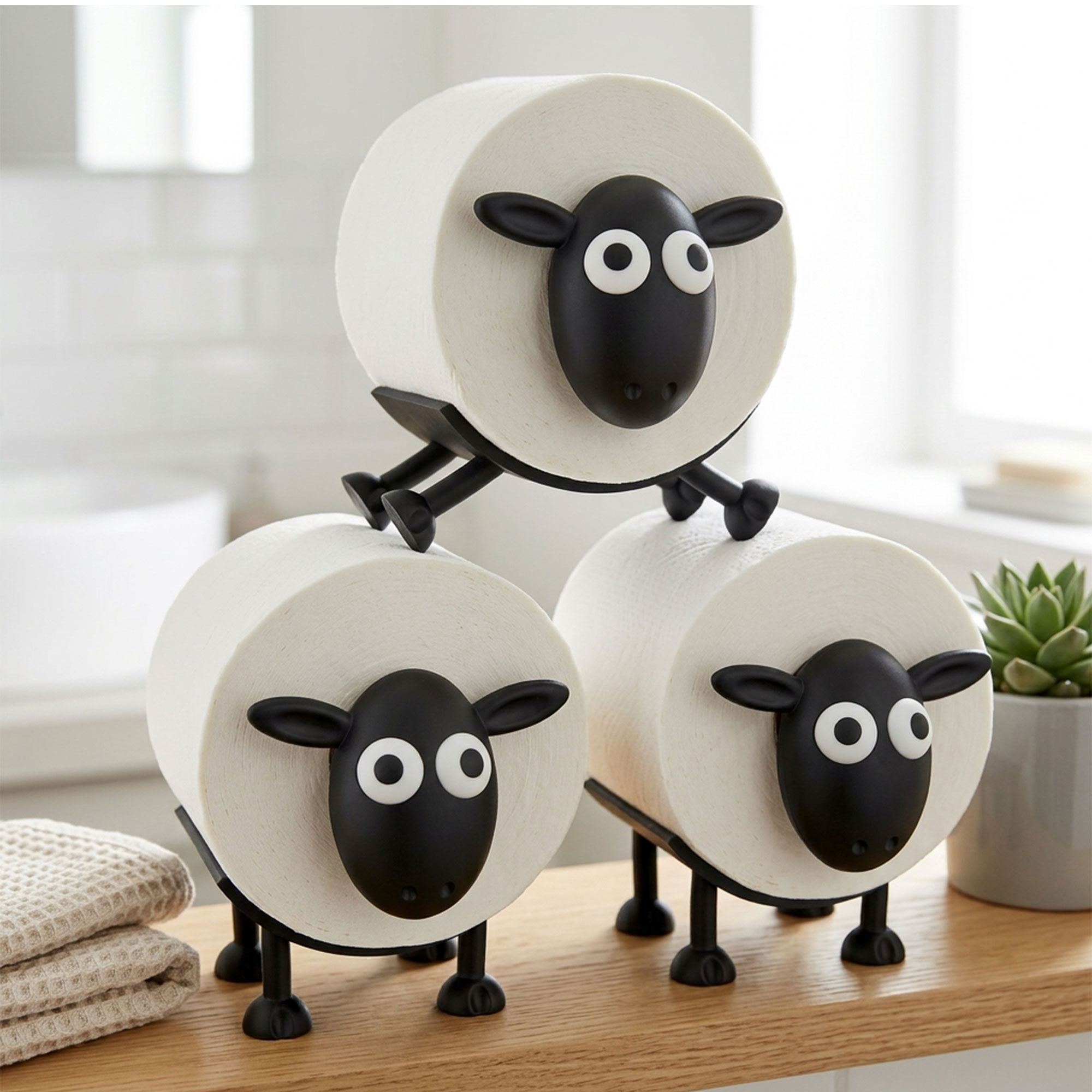 3er Set Schaf Toilettenpapierhalter - Lustige Badezimmer Deko