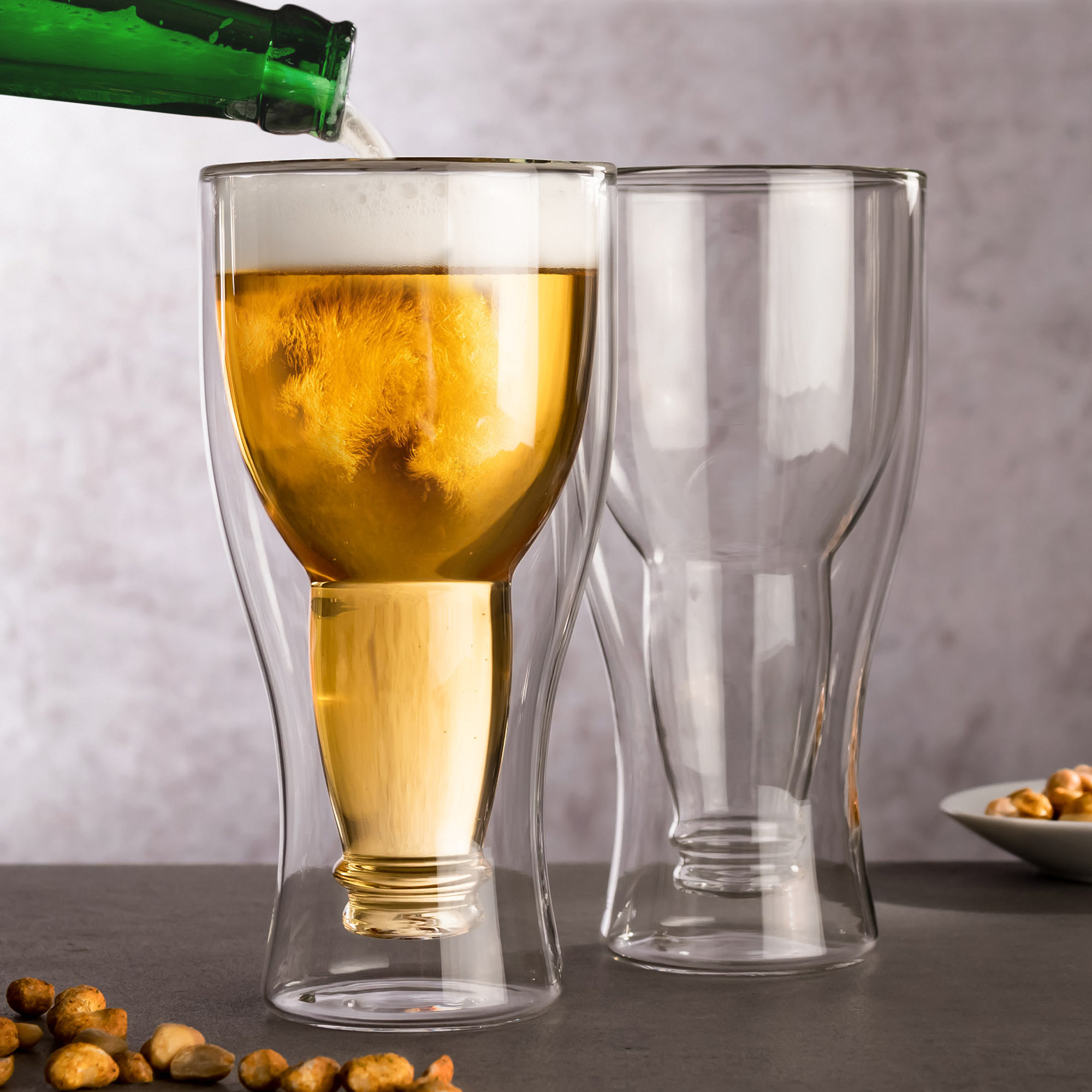 Flasche im Glas - 0,33 l Bierglas 2er Set