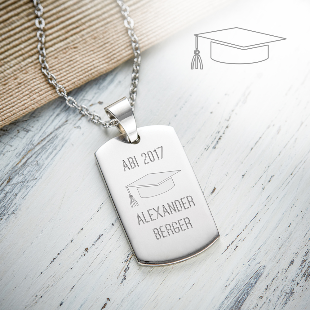 Army Dog Tag Kette mit Gravur - Abitur 3041