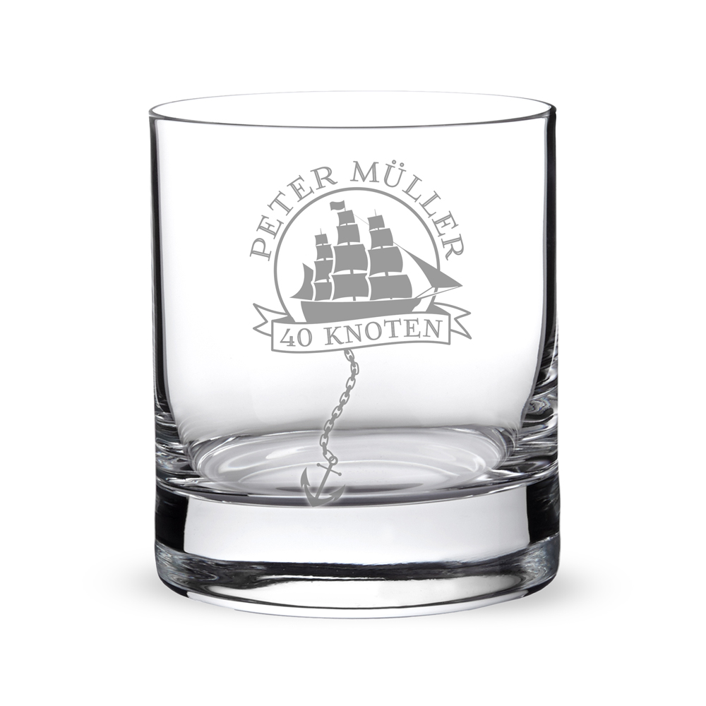 Personalisiertes Rumglas zum Geburtstag - Segelschiff 3286 - 3
