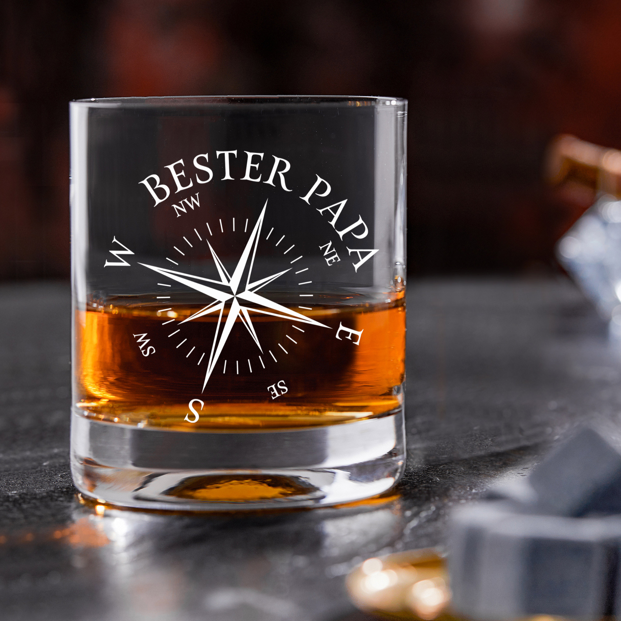 Whiskyglas mit Kompass Gravur - Bester Papa 0006-0003-DE-0003 - 4