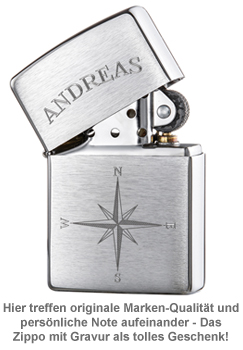 Zippo Feuerzeug mit Gravur - Kompass 3428 - 1