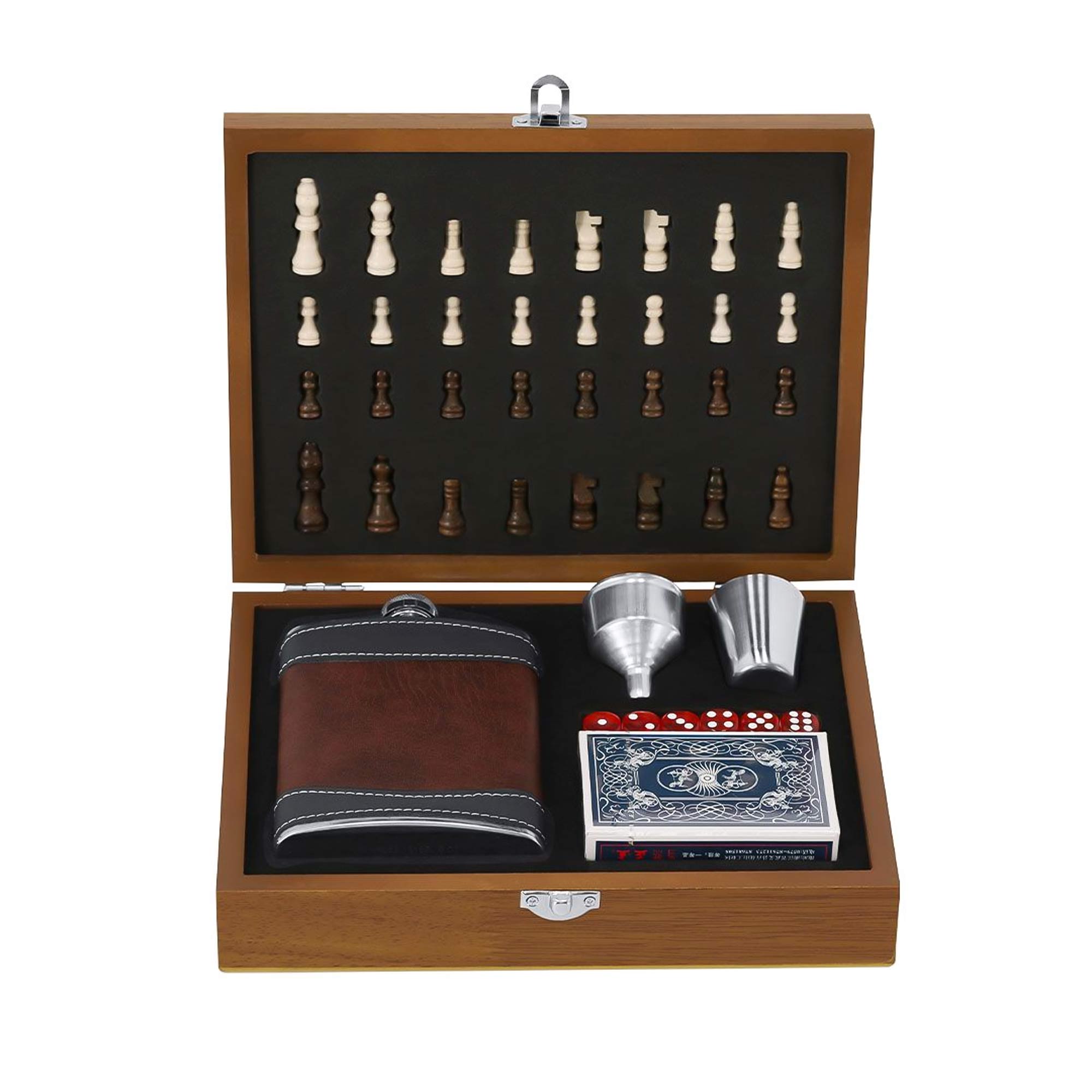 Flachmann Set in Geschenkbox mit 3 Spielen