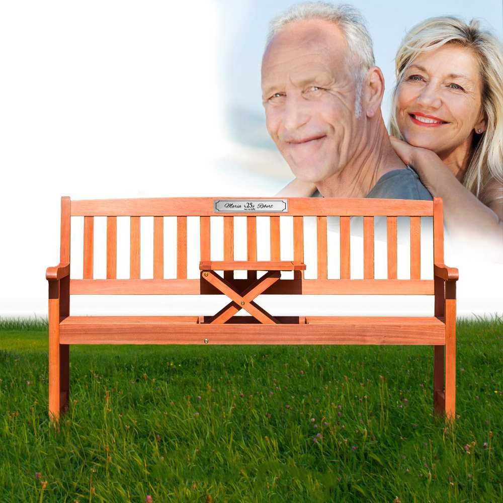 Personalisierte Hochzeitsbank zur Silberhochzeit