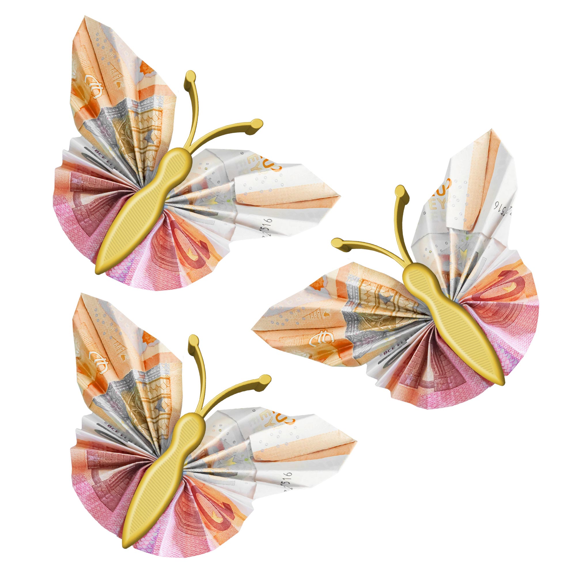 Geldgeschenk Schmetterling Gold - 3er Set Geschenkverpackung für Geld Geldgeschenk Schmetterling Gold - 3er Set Geschenkverpackung für Geld