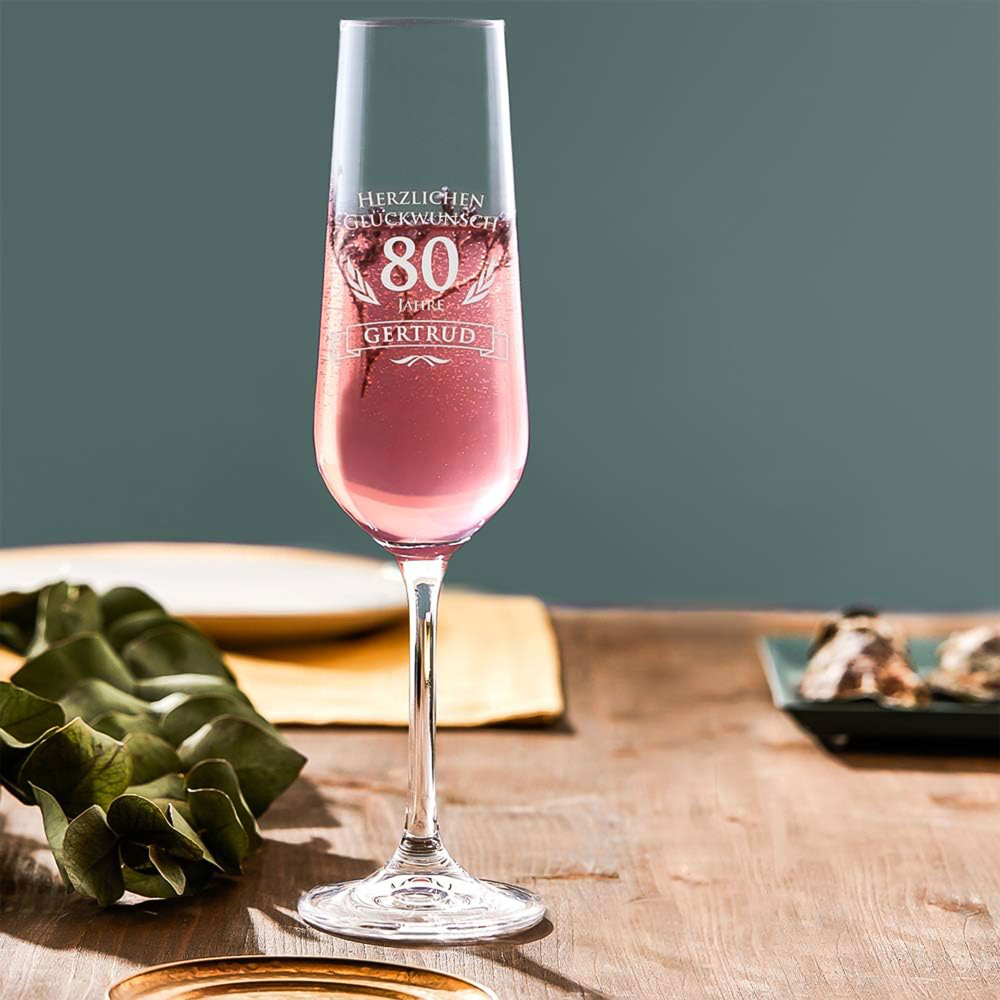 Sektglas zum 80. Geburtstag