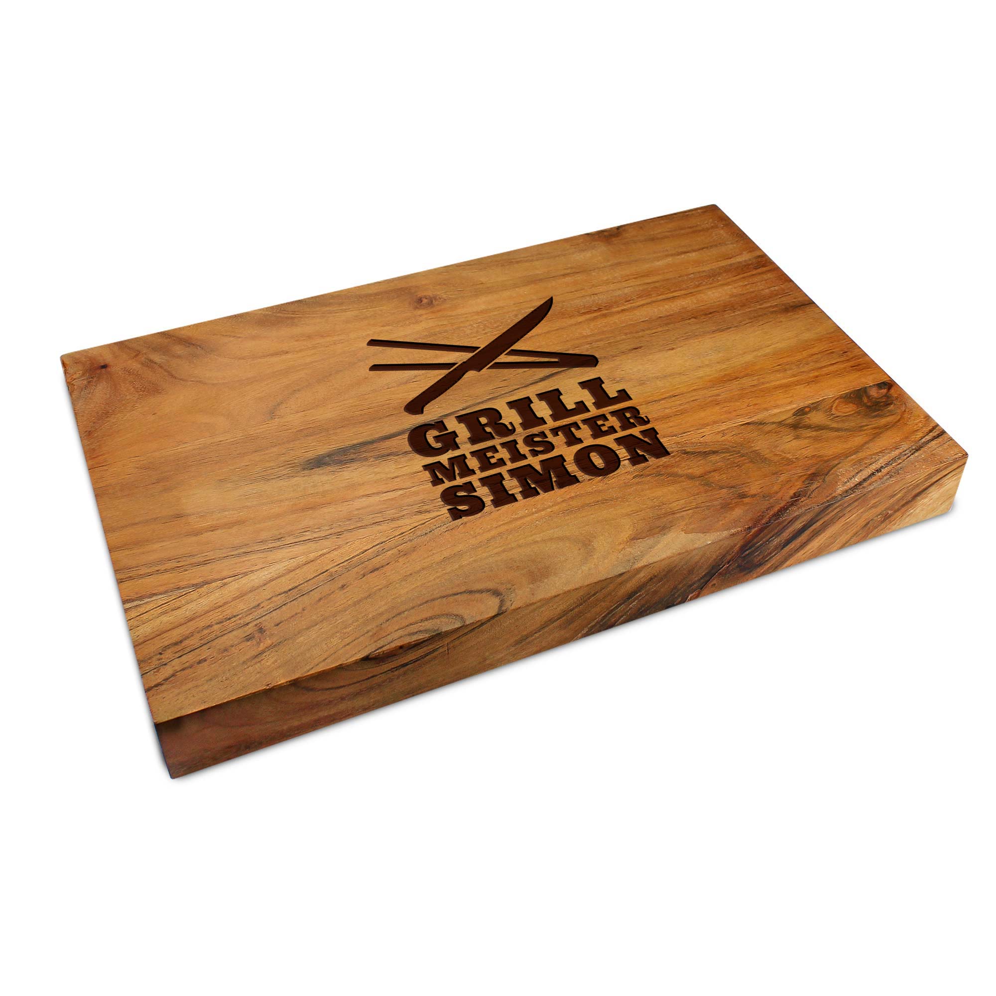 Schneideblock mit Griffmulden - Grillmeister Gravur