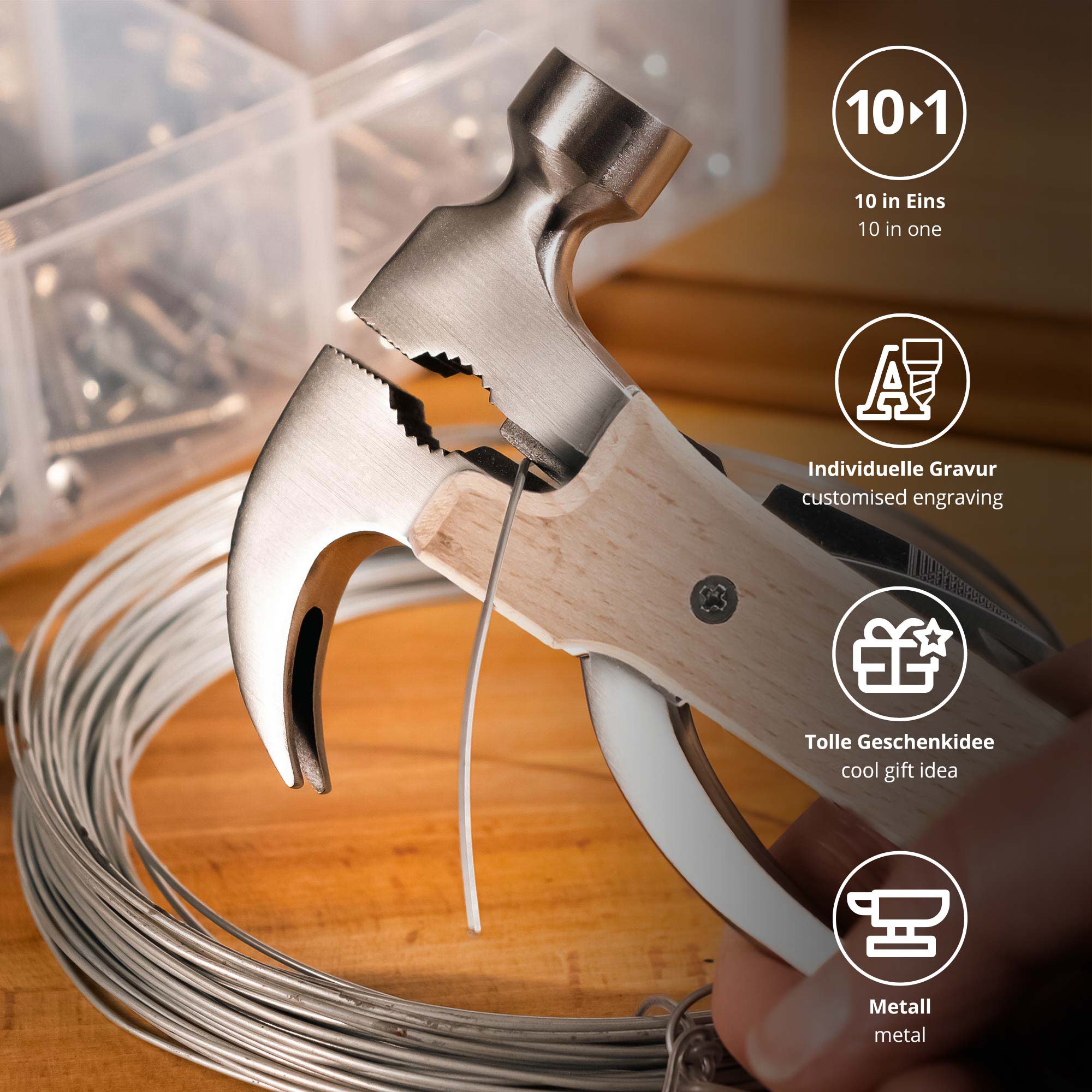 Holz Hammer Multifunktionswerkzeug mit Namen