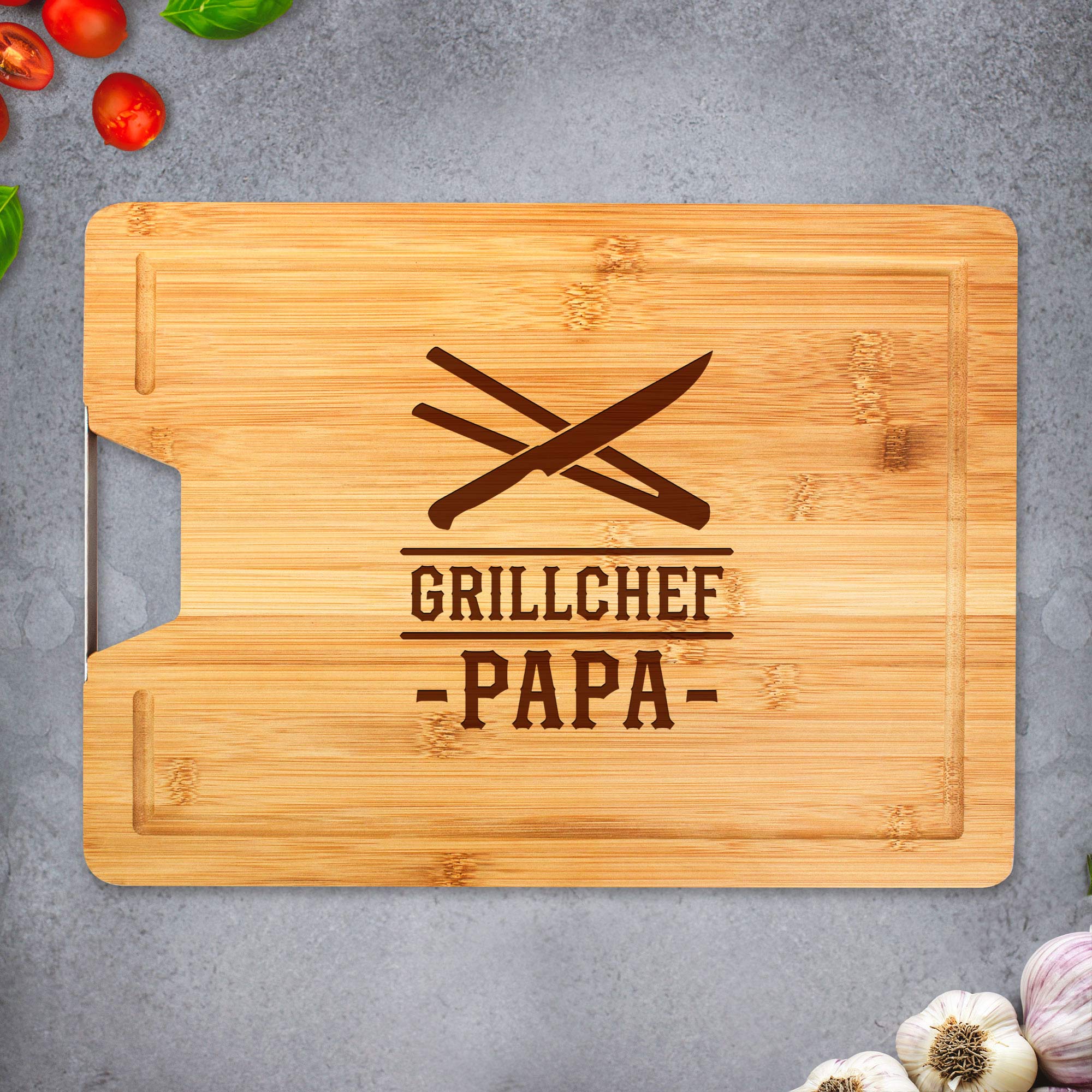 Bambusholz Schneidebrett für Papa - Grillchef