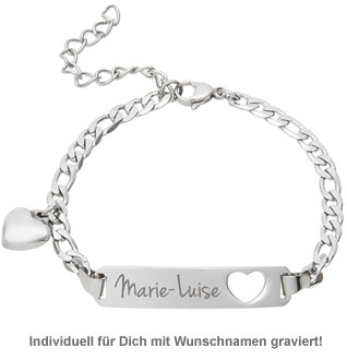 Armband mit Herzstanze Silber - Namensgravur 3426 - 2