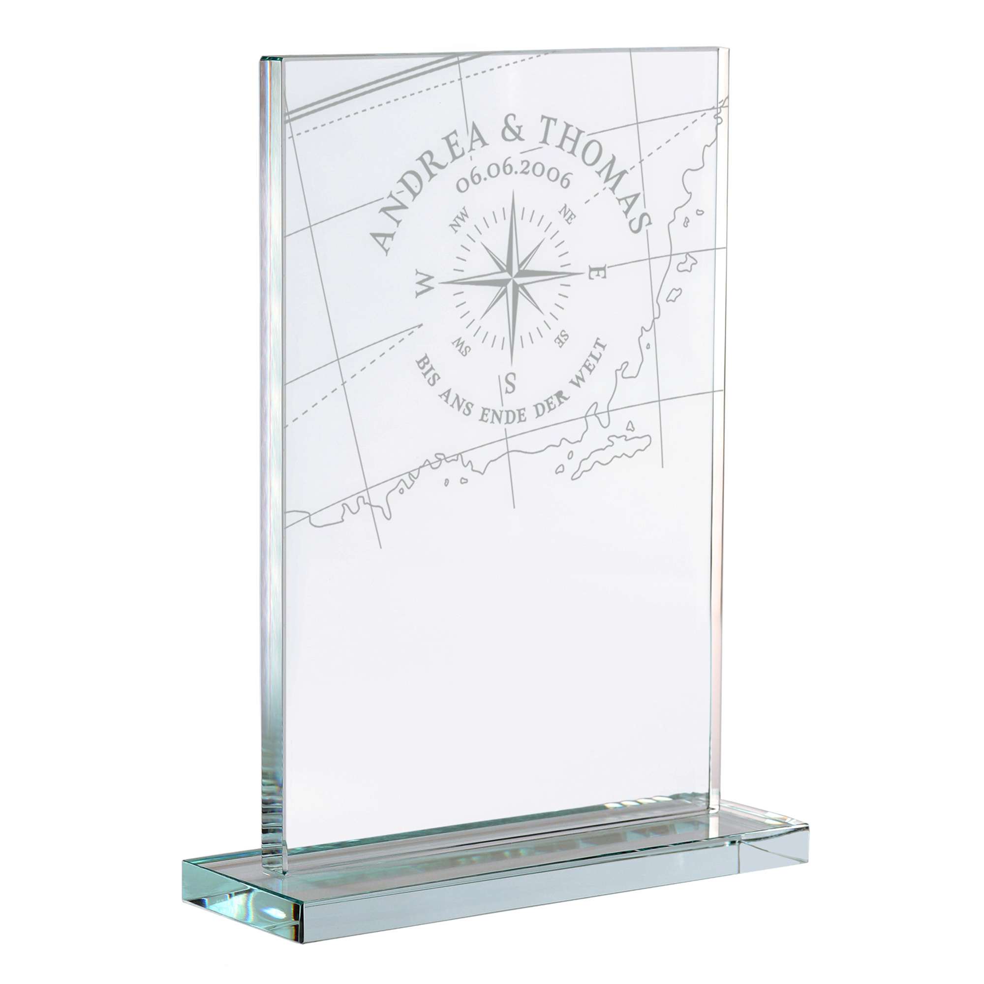 Personalisierter Glaspokal zur Hochzeit - Liebeskompass 2162-62-MZ - 5