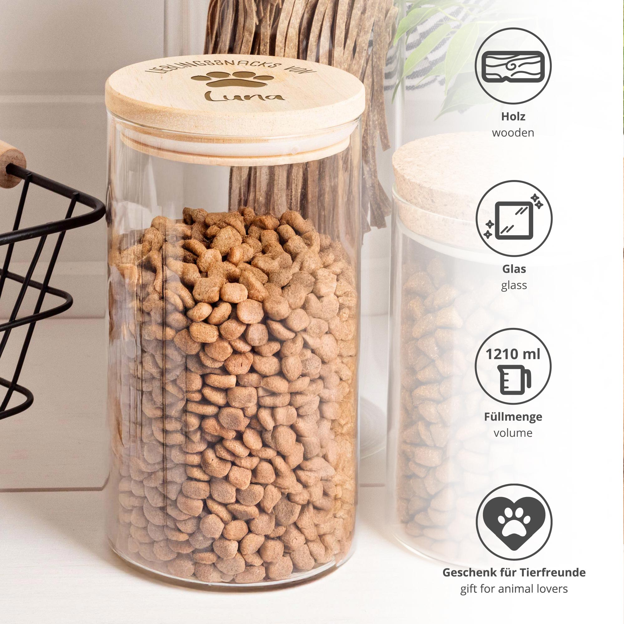 Vorratsglas mit Gravur - Katzensnacks