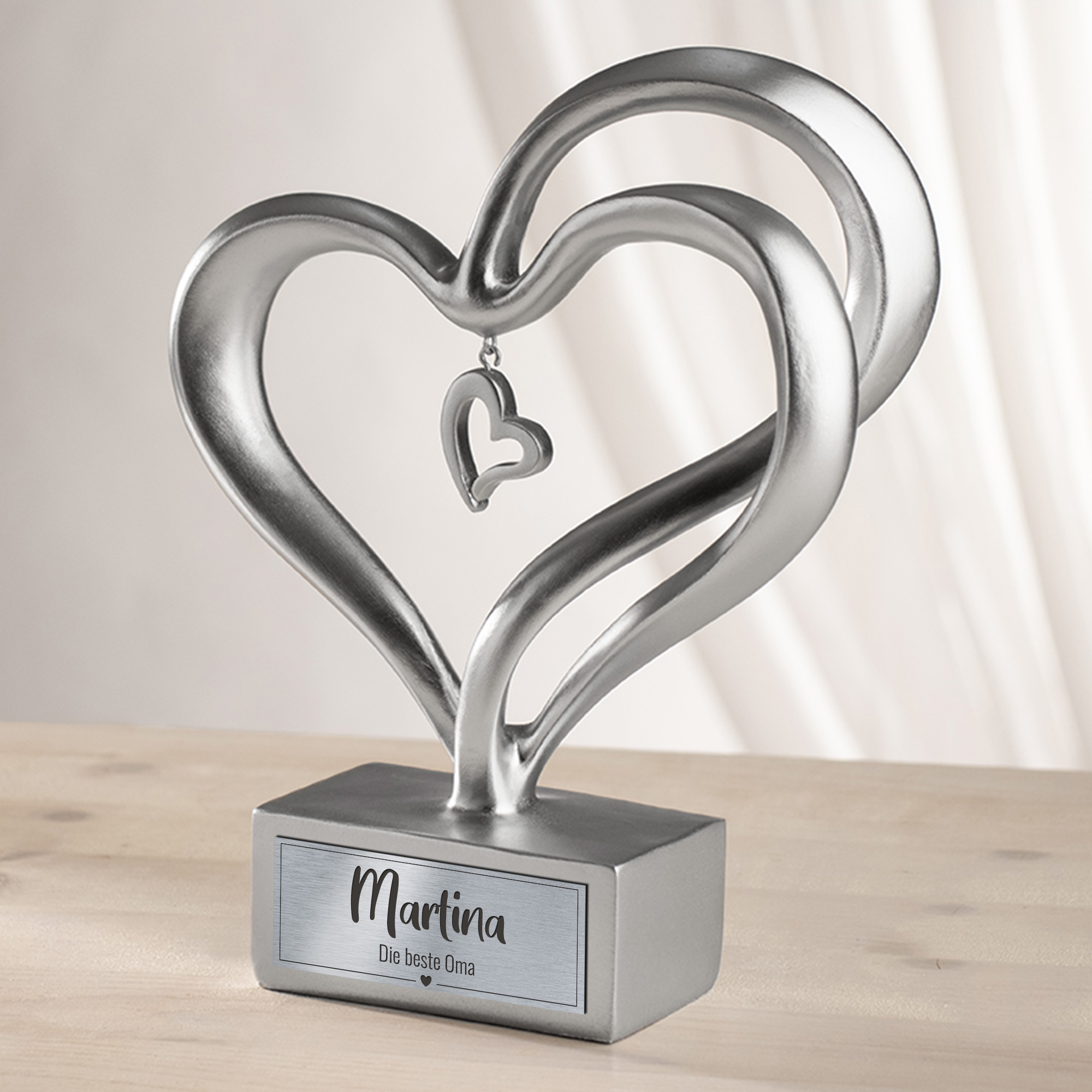 Silber Herz Skulptur - Beste Oma 0021-0009-DE-0005