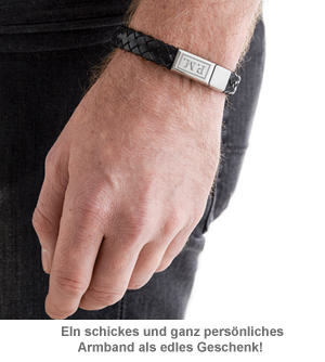 Lederarmband geflochten - Initialen Gravur