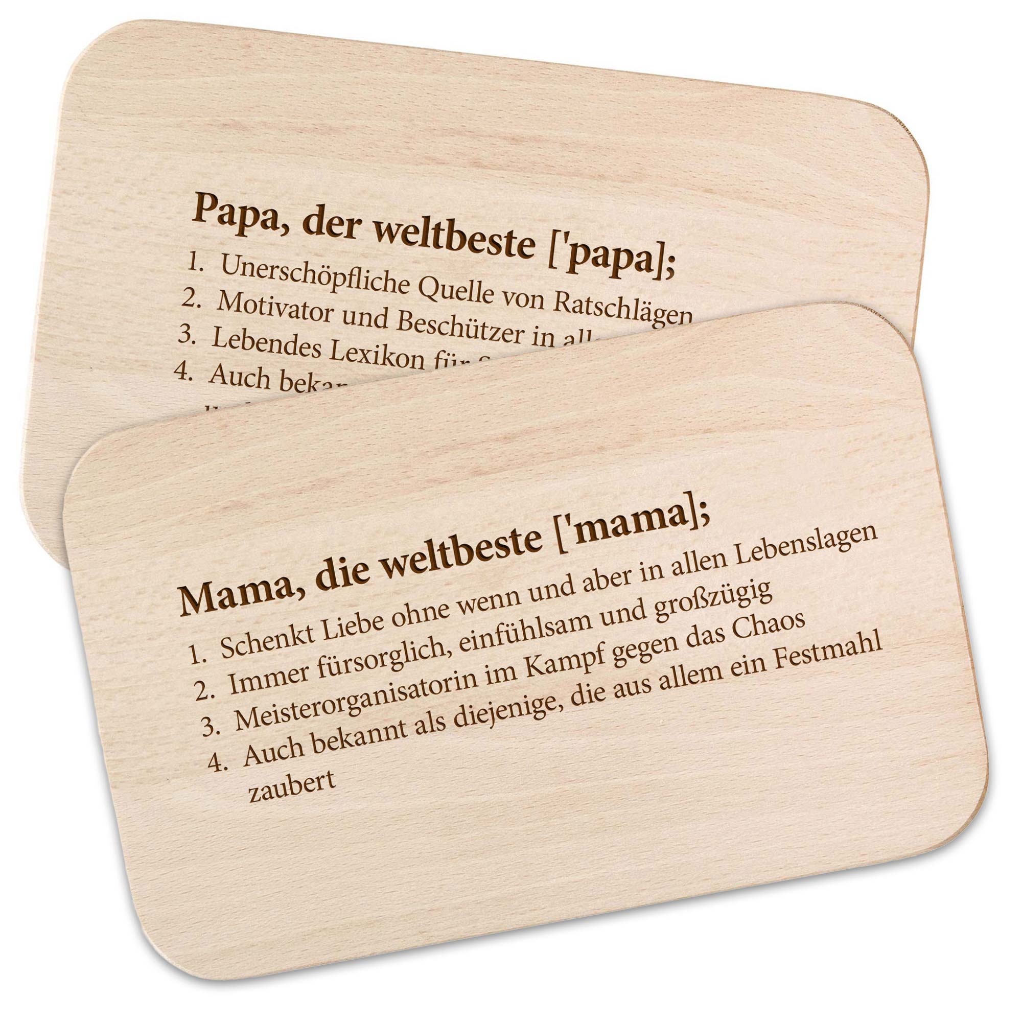 Frühstücksbrettchen Set mit Gravur - Definition Eltern Frühstücksbrettchen Set mit Gravur - Definition Eltern