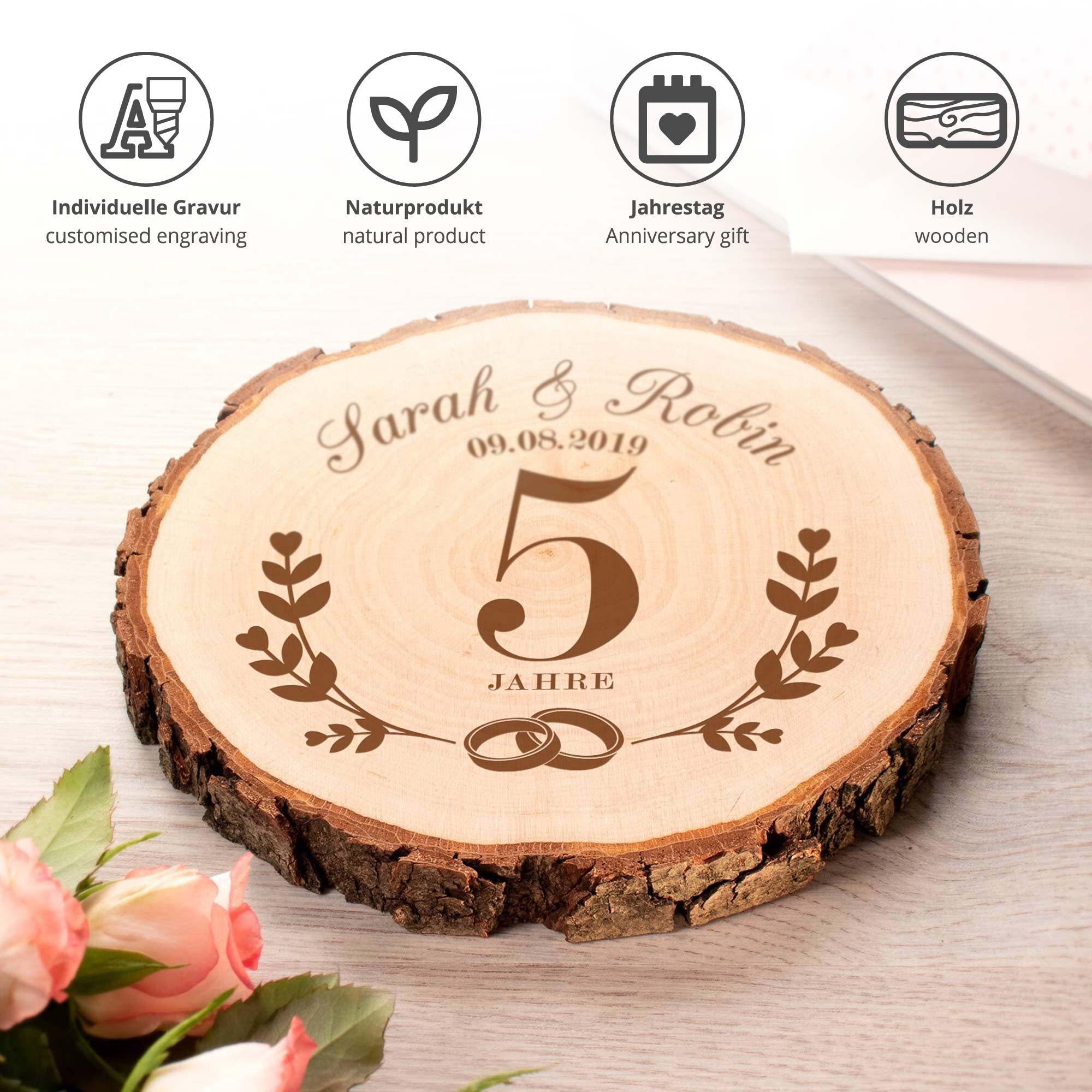 Baumscheibe - Holzhochzeit - Personalisiert