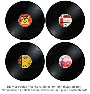 Tischset im Vinyl Schallplatten Look - 4-teilig