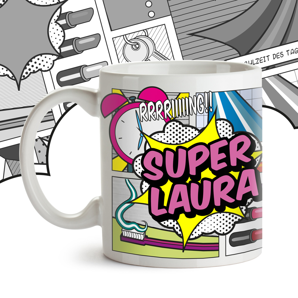 Personalisierte Comic Tasse - Super Frau 2318
