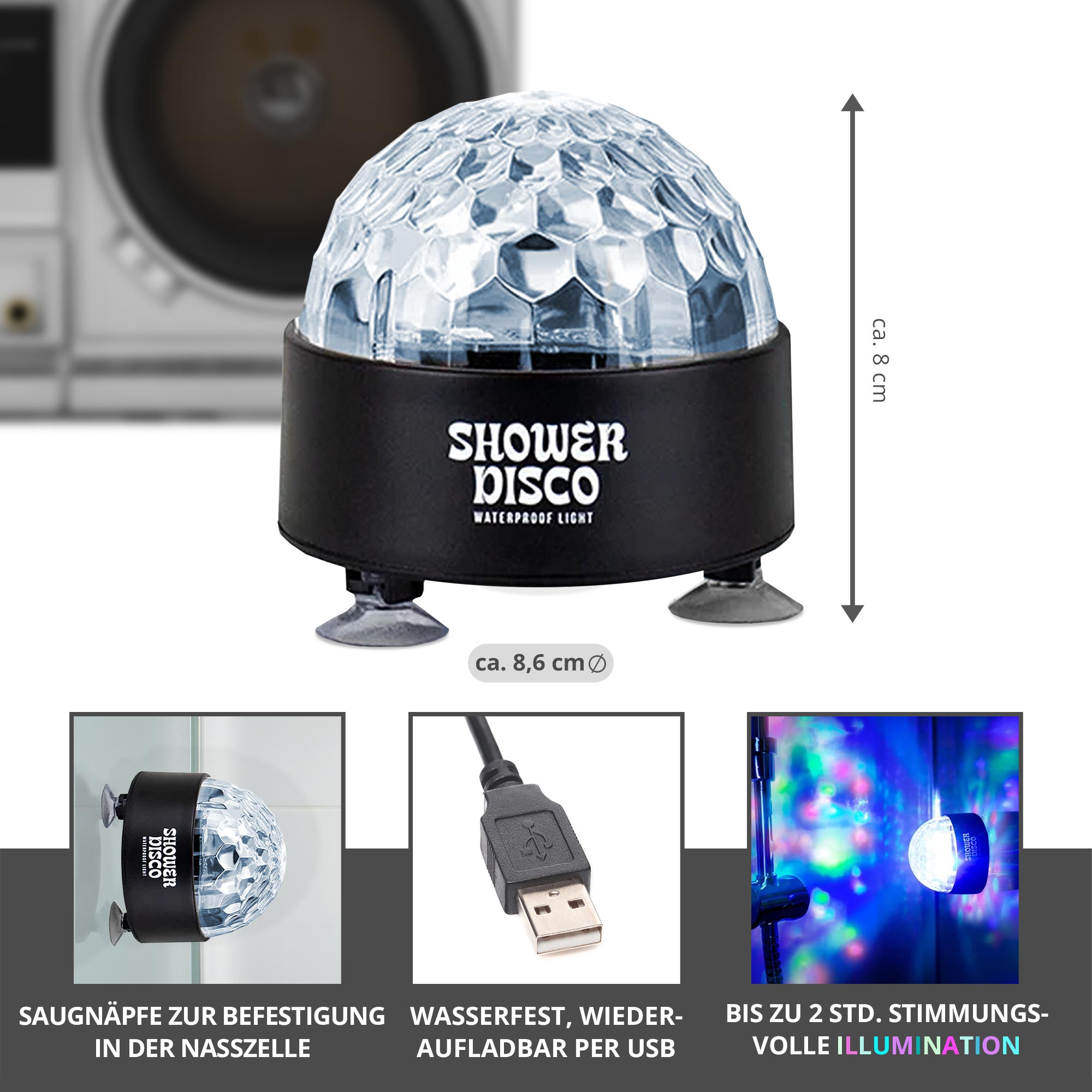 LED Discolicht - musikgesteuertes Duschlicht