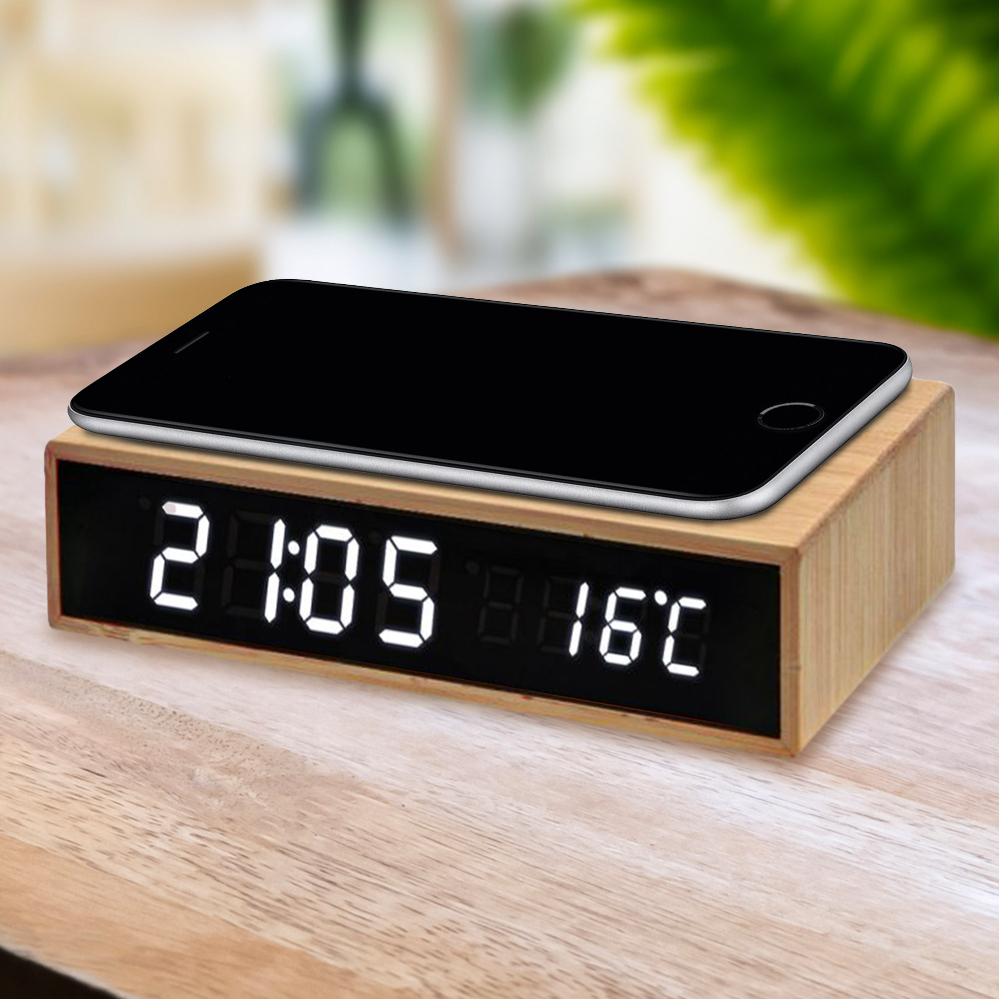 3in1 Digitaluhr mit Wecker und Ladestation für Smartphones