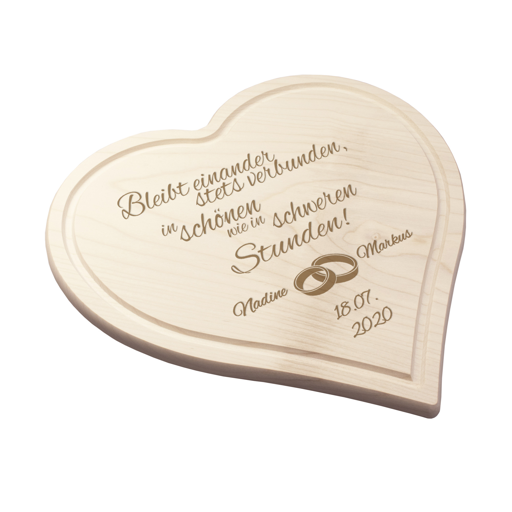 Graviertes Brett - Herz zur Hochzeit 1265 - 1