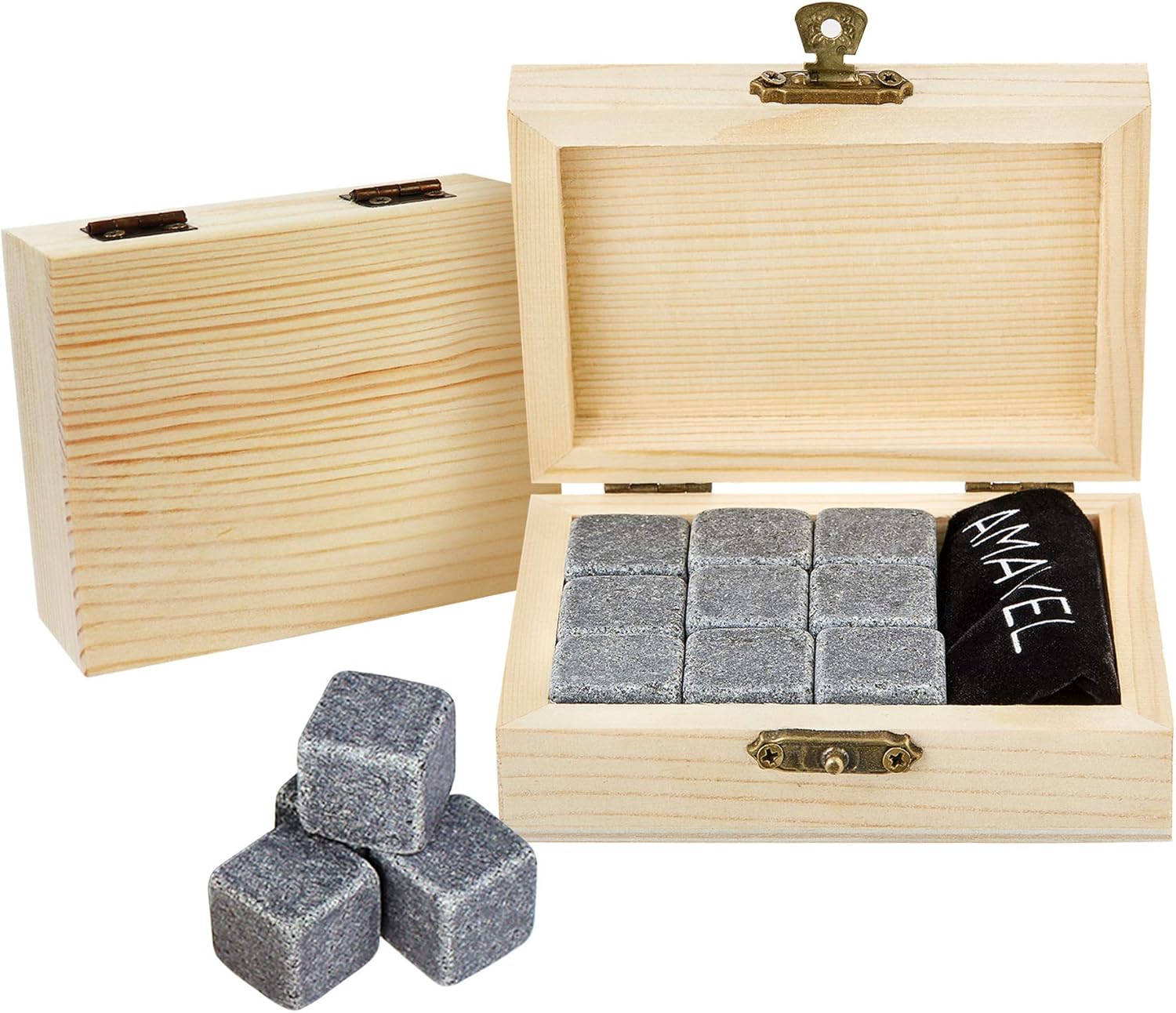 Whiskysteine in edler Holzbox