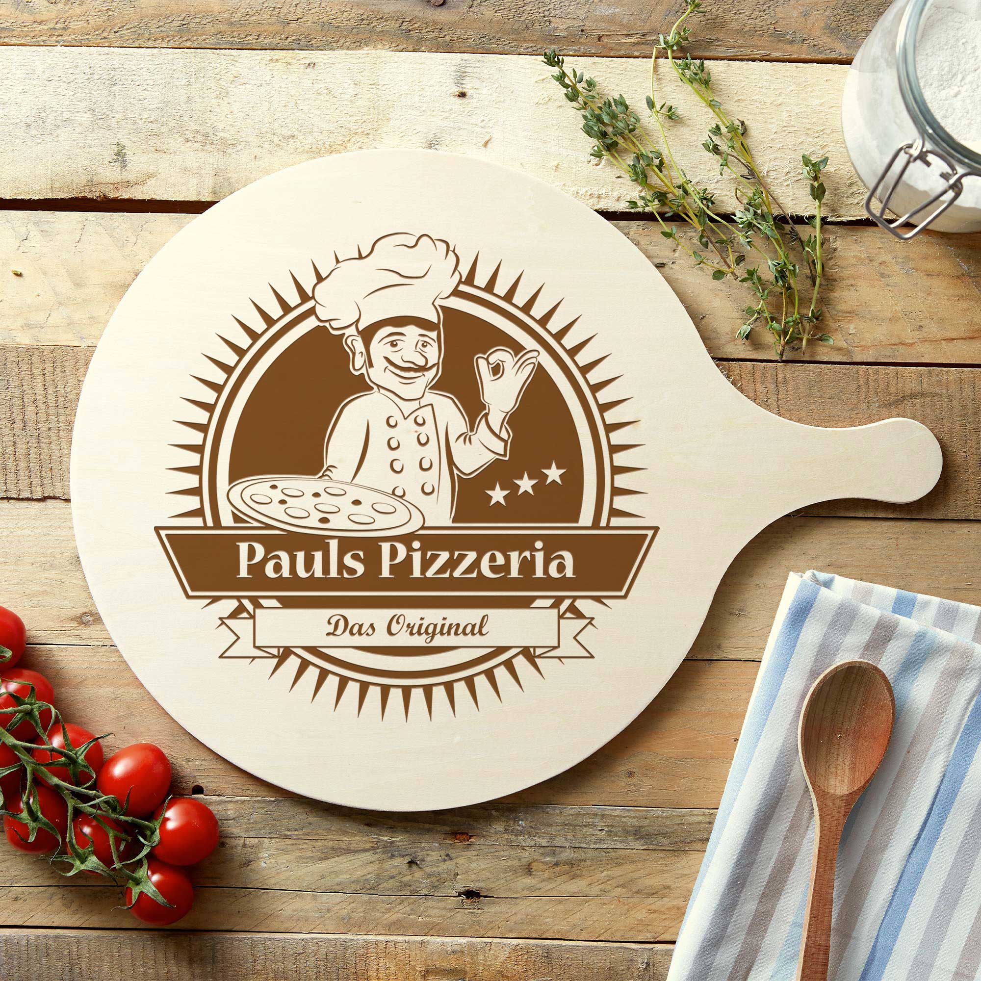 Pizzabrett mit Gravur