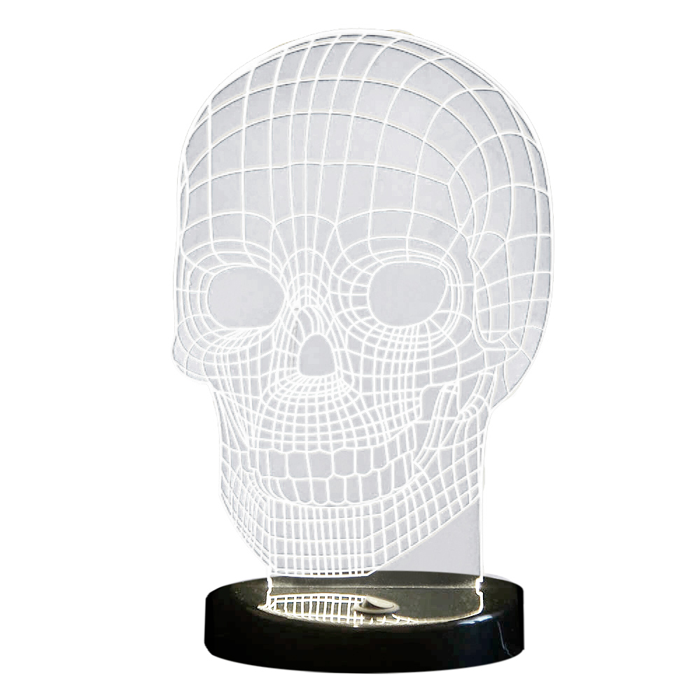 Zeitgenössische Lampe mit Totenkopfdekor aus Aluminium und Marmor