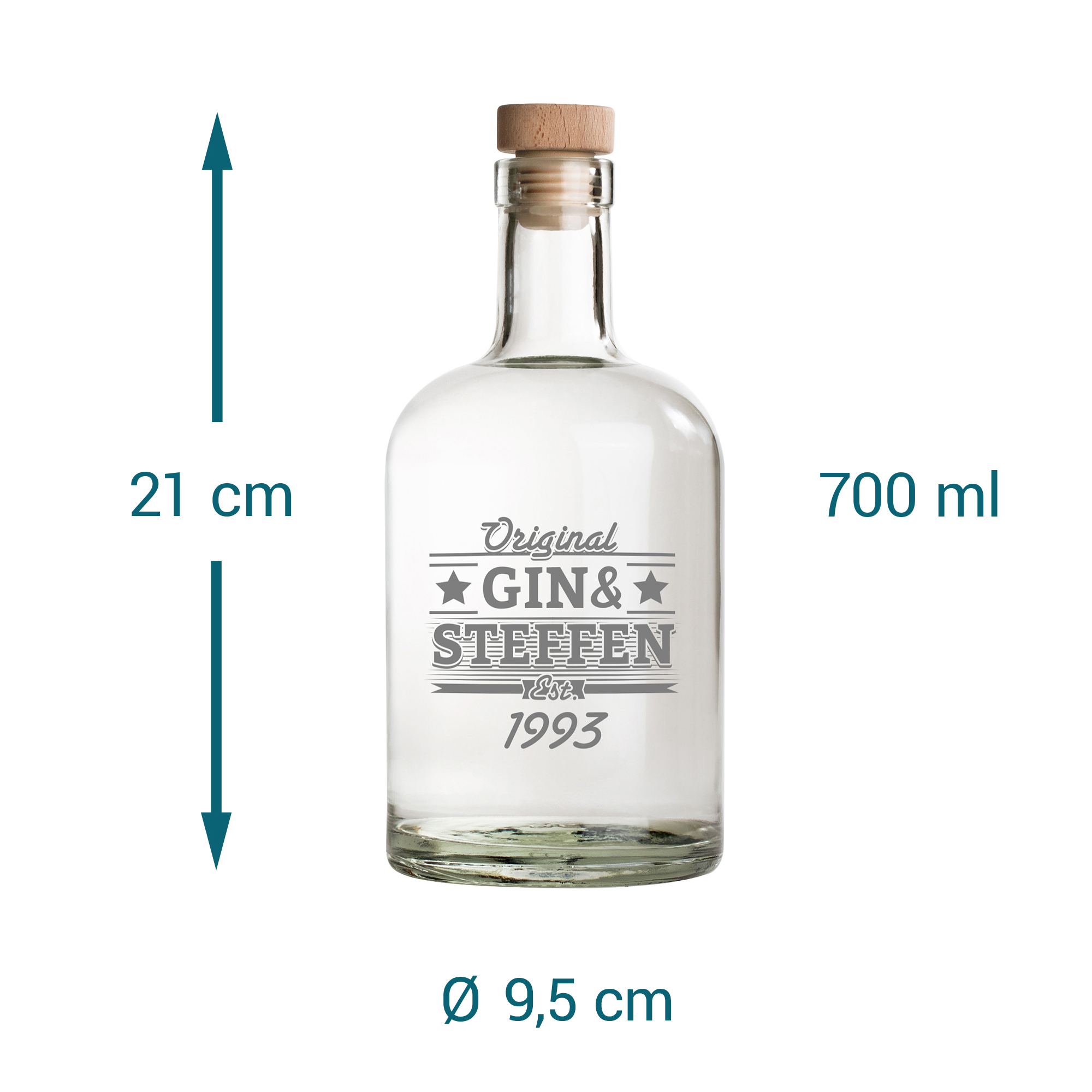 Glaskaraffe mit Gravur - Gin 4185 - 5