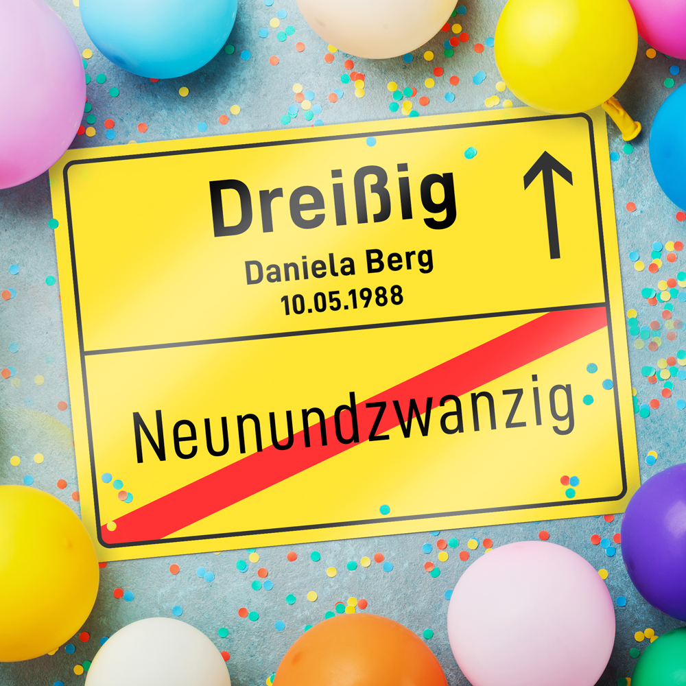 Personalisiertes Ortsschild - 30. Geburtstag 1955