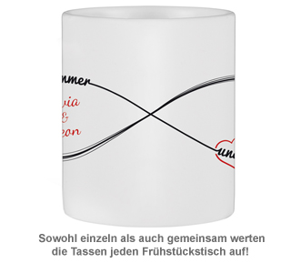 Personalisiertes Herz Henkeltasse Set - Unendlichkeitszeichen 3144 - 3