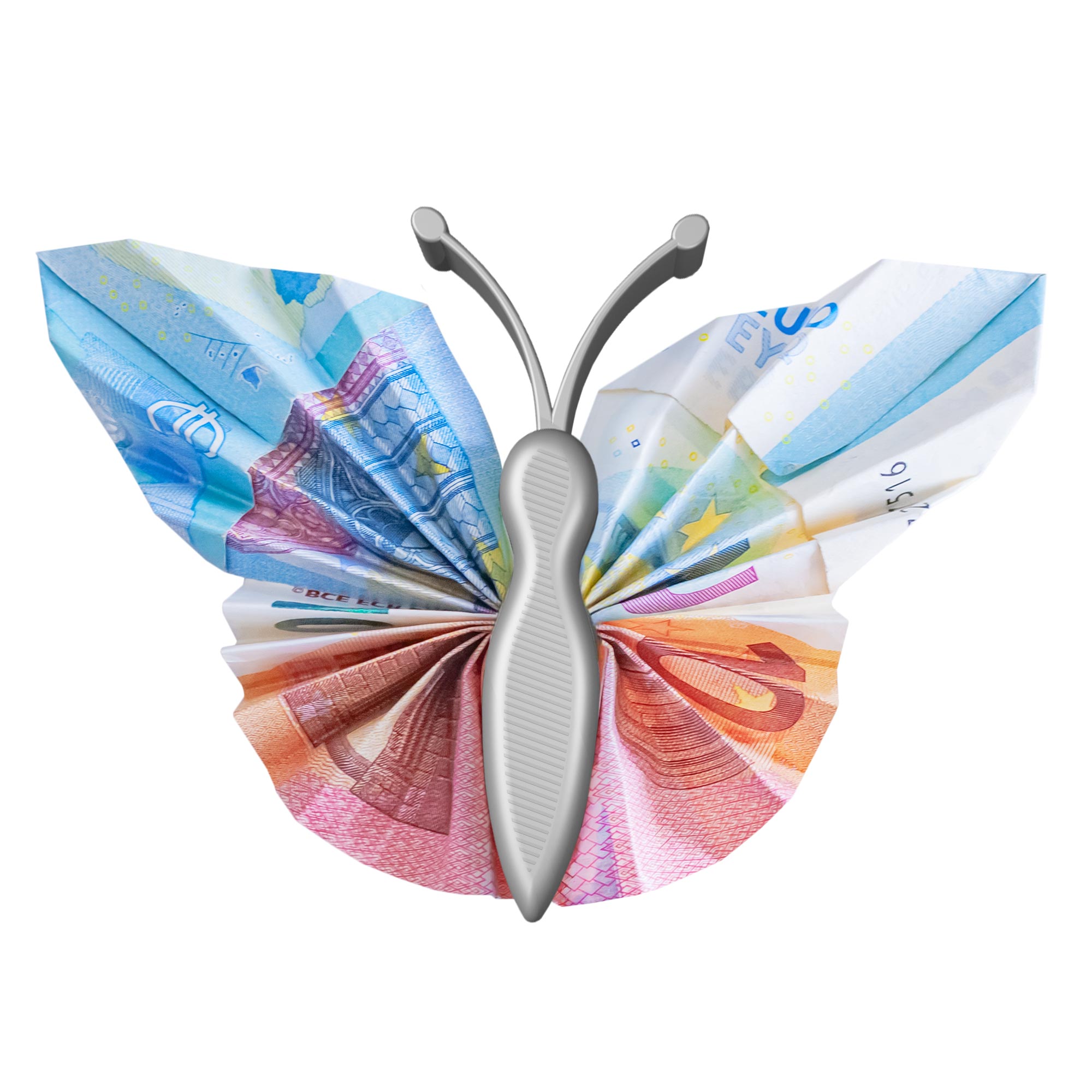 Geldgeschenk Schmetterling Silber - 3er Set Geschenkverpackung für Geld
