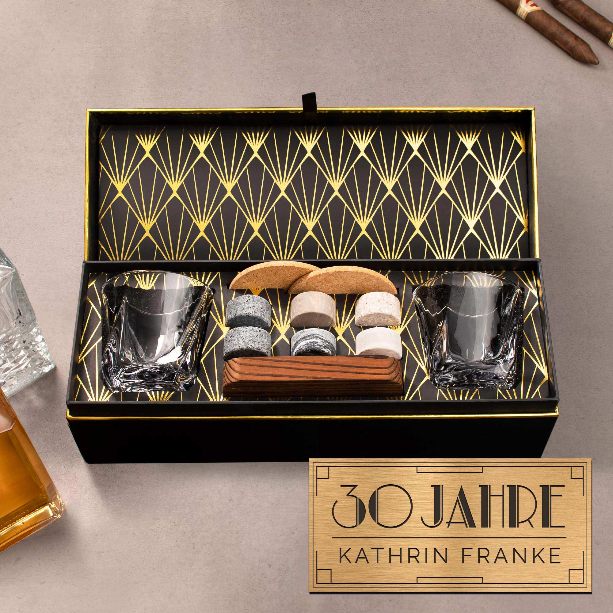 Whisky Geschenkset Deluxe personalisiert zum 30. Geburtstag