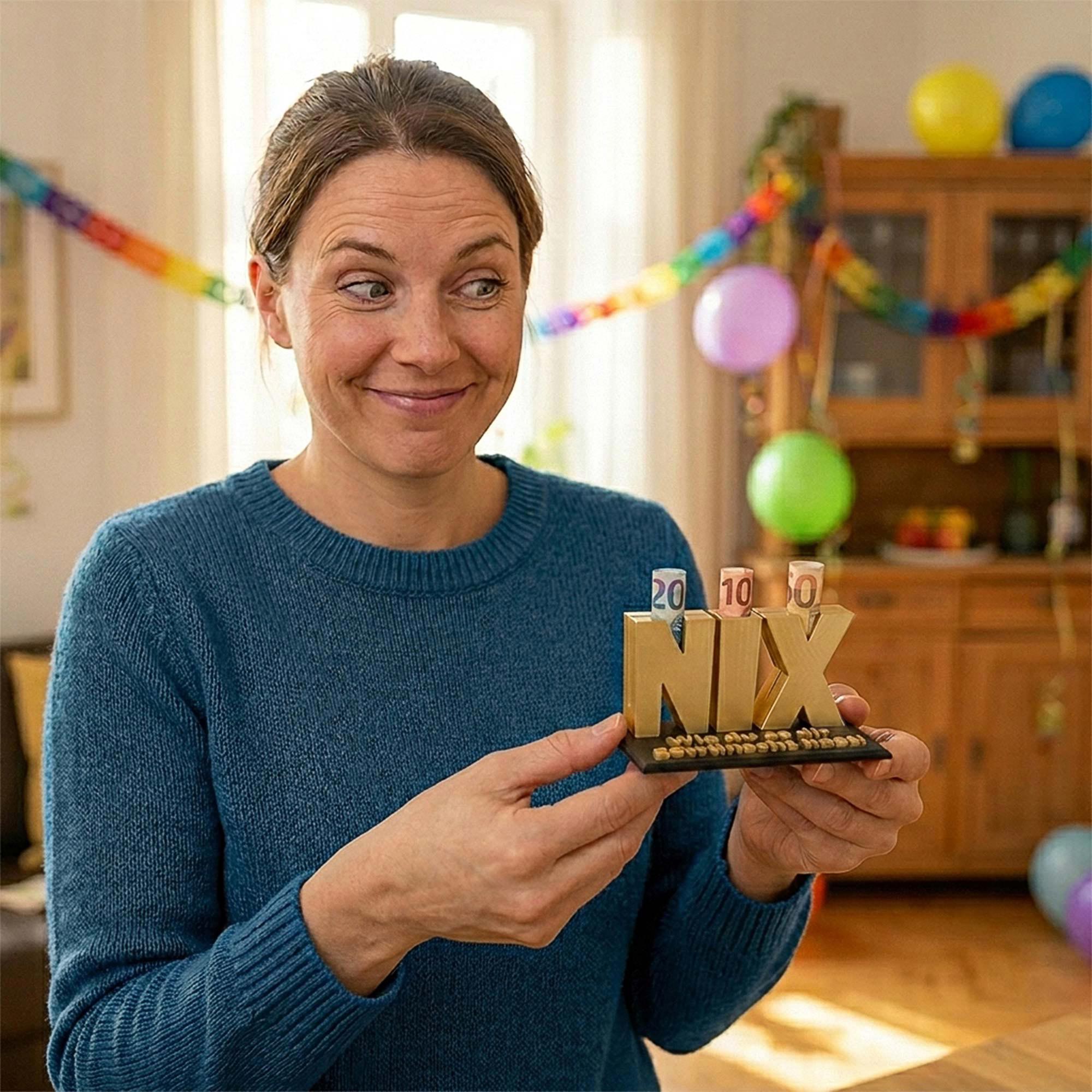 Das Nix Geschenk Gold - Geschenkverpackung für Geld & Gutscheine