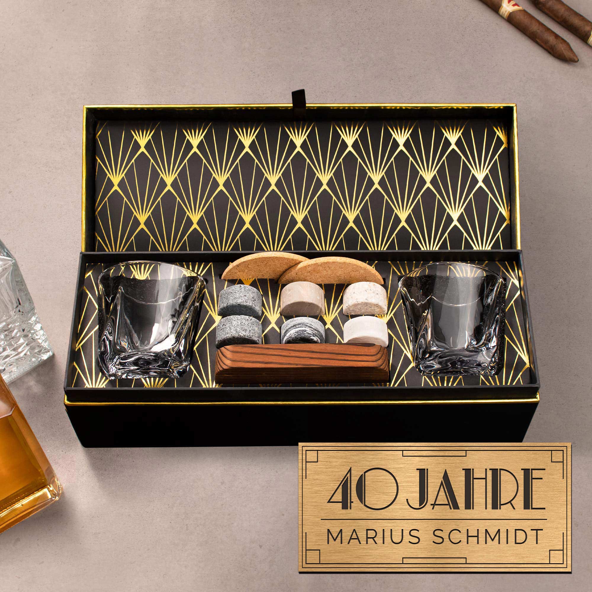 Whisky Geschenkset Deluxe personalisiert zum 40. Geburtstag