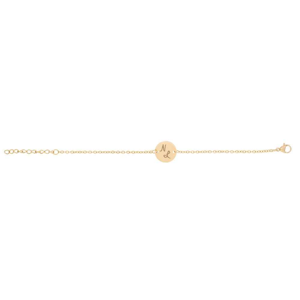 Armband Gold mit runder Plakette - Initialen 3709 - 2