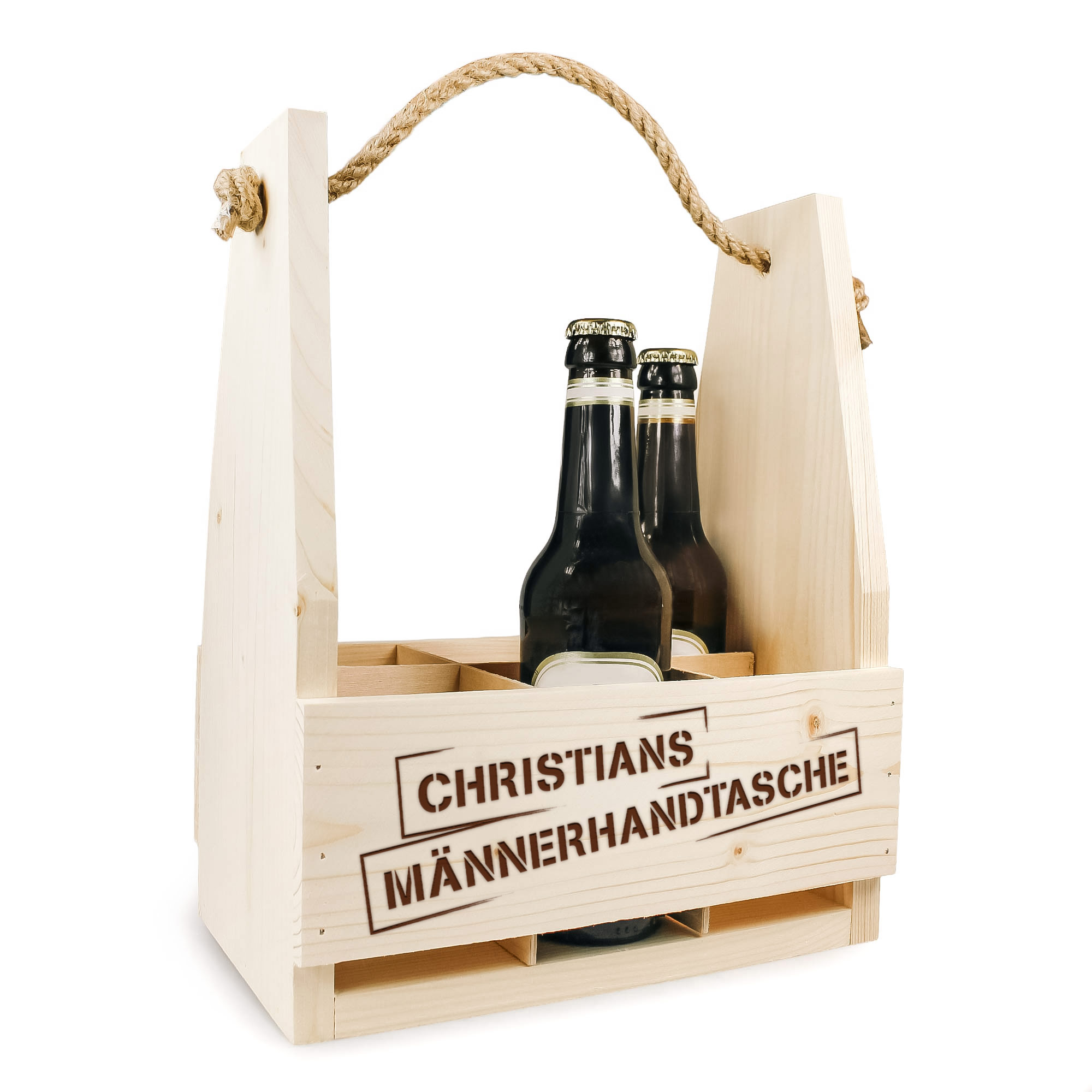 Flaschenträger mit Gravur - Männerhandtasche