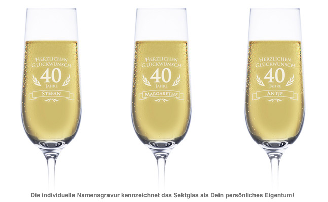 Sektglas zum 40. Geburtstag 1336 - 1