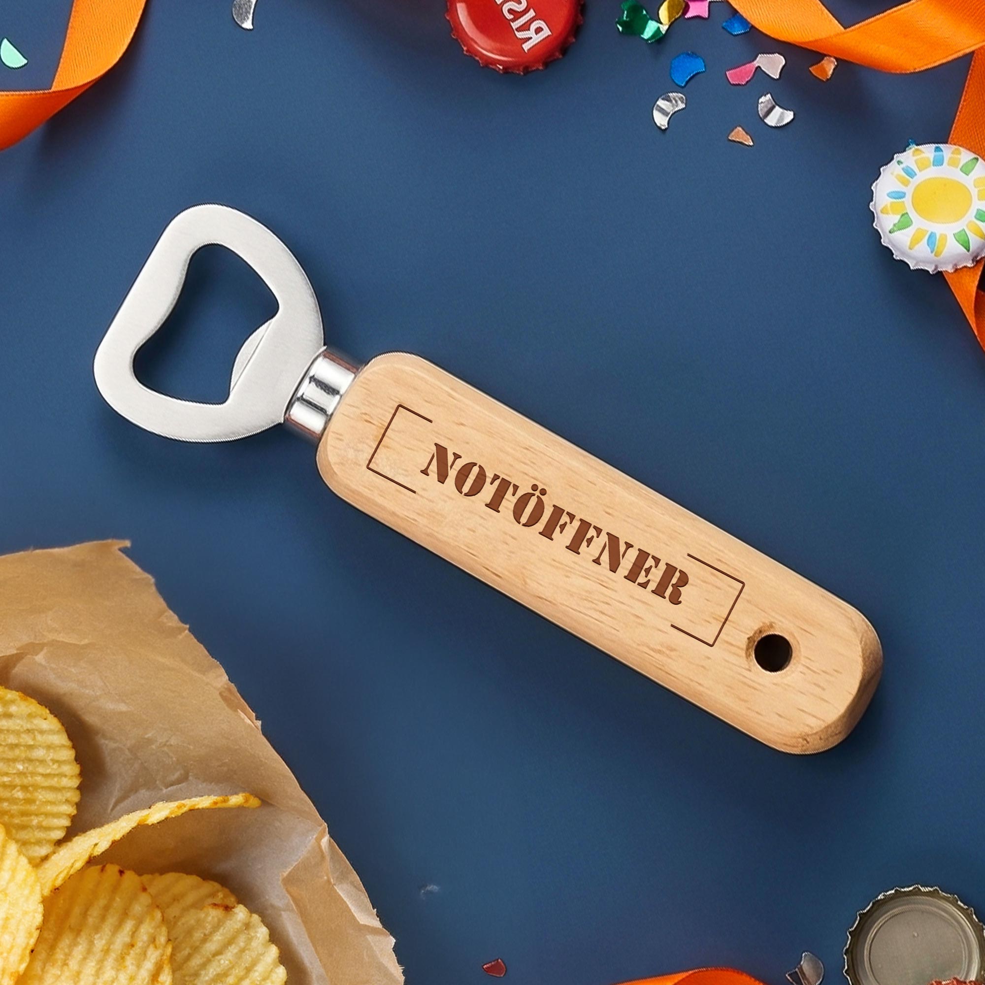 Personalisierter Flaschenöffner aus Holz - Stempel