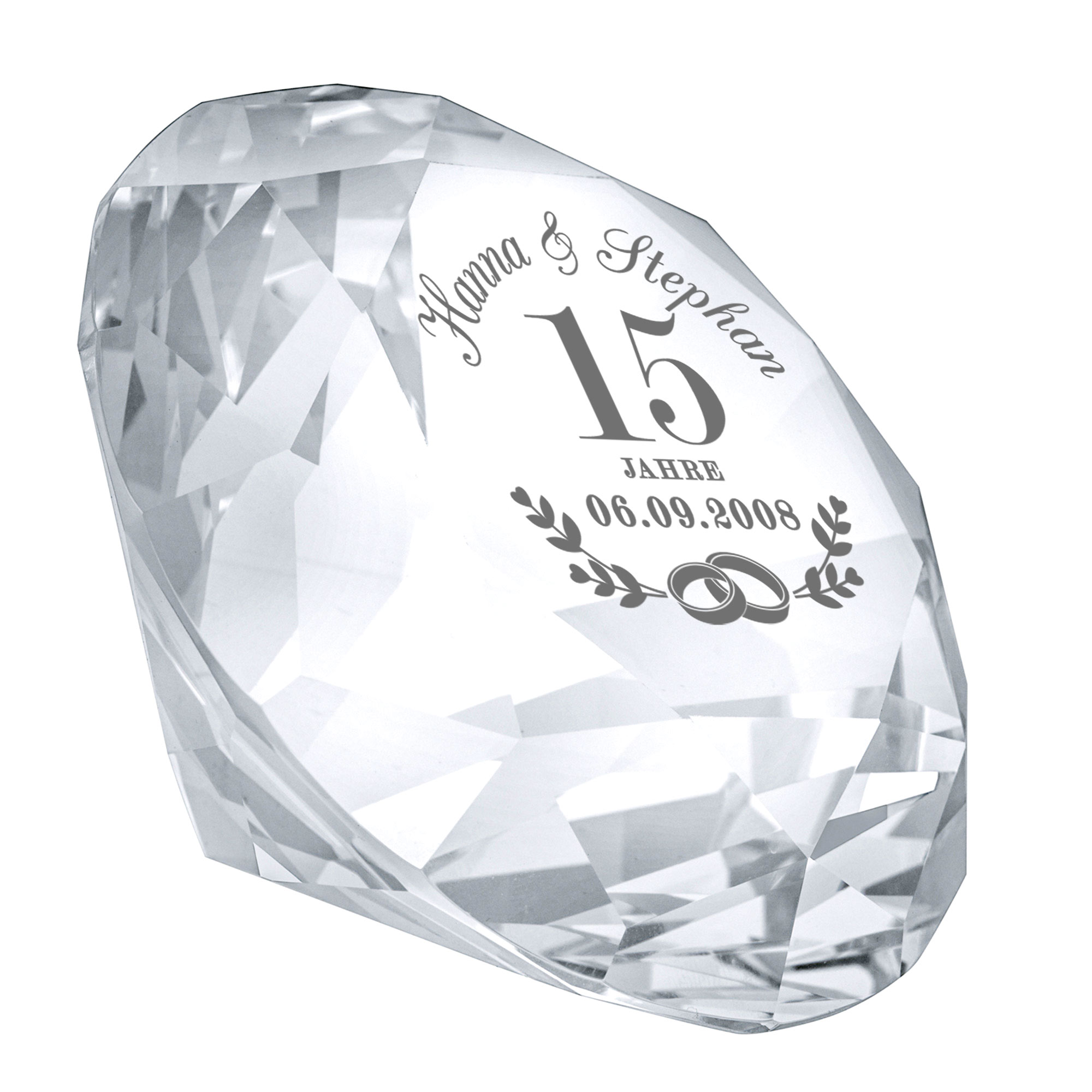 Kristall - Diamant - Kristallhochzeit - Personalisiert