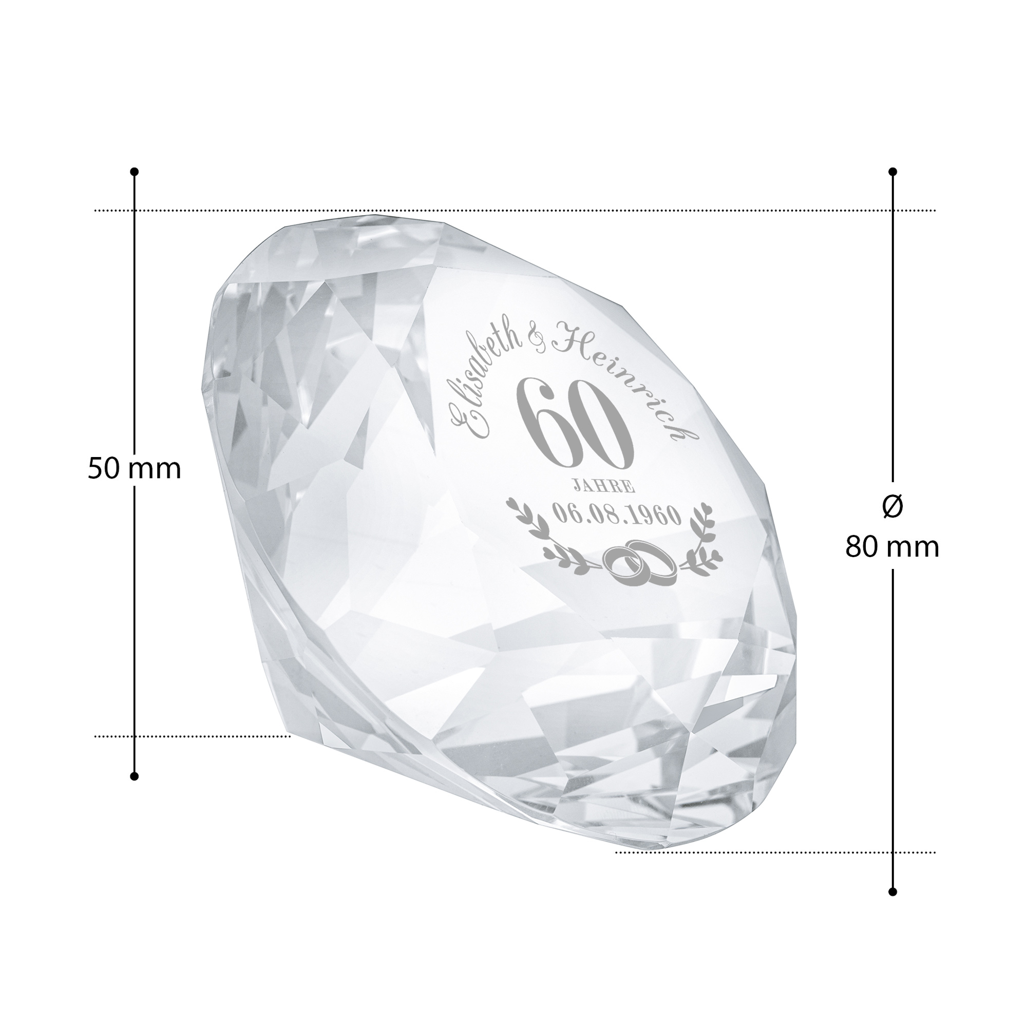 Kristall - Diamant - zur Diamanthochzeit - Personalisiert