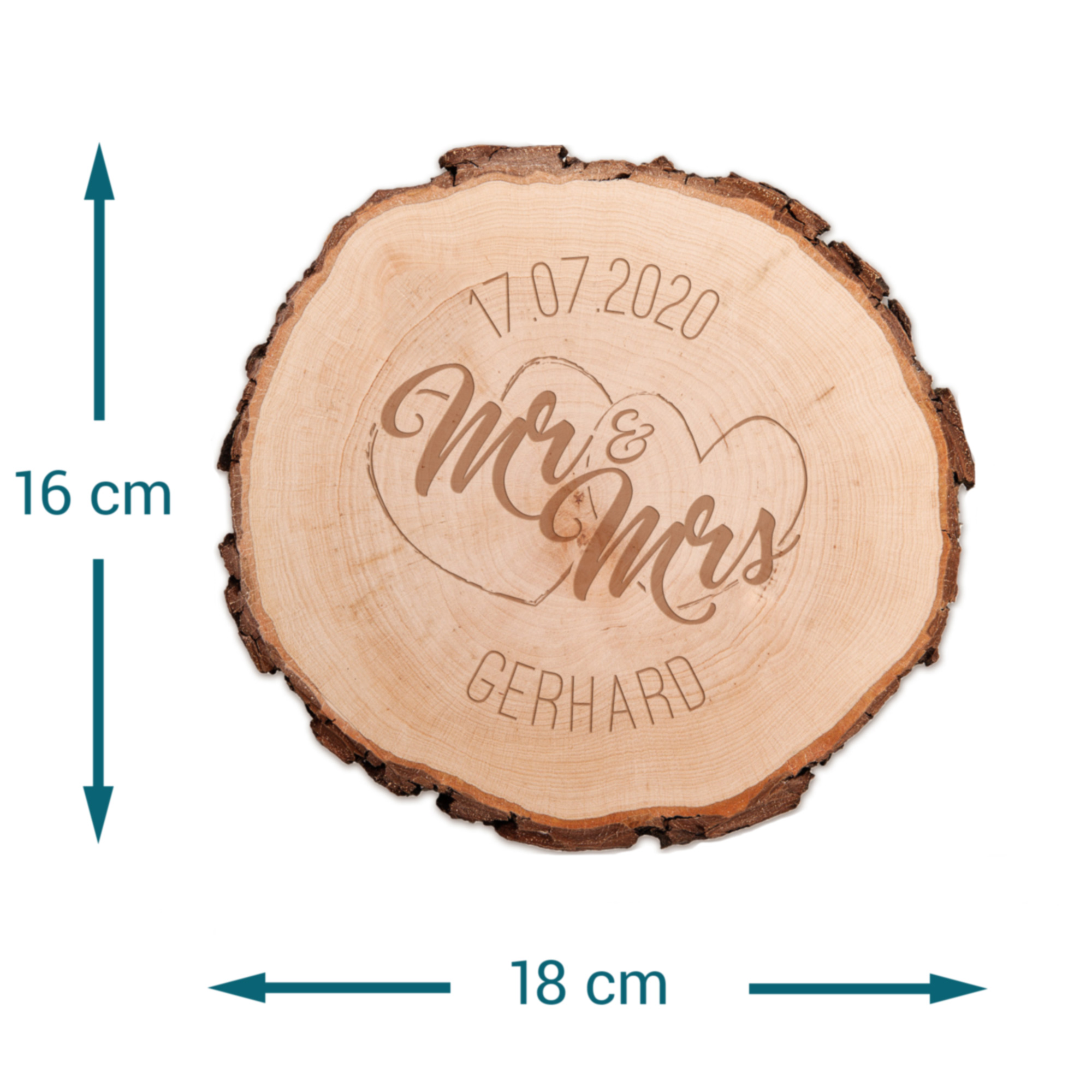 Baumscheibe mit Gravur - Mr and Mrs 4087 - 6