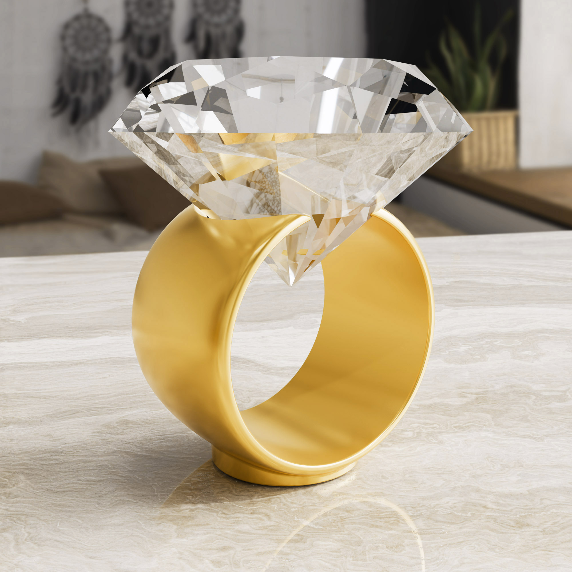 Diamant Kristall mit Gravur zur Hochzeit und Ring Displayständer