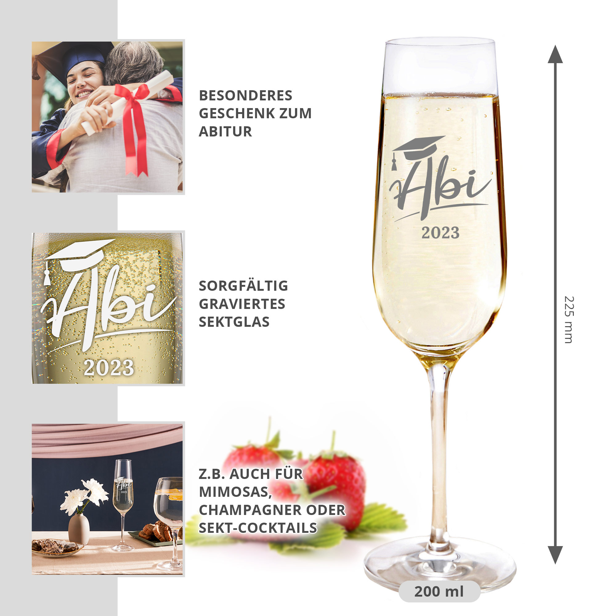 Sektglas mit Gravur zum Abitur