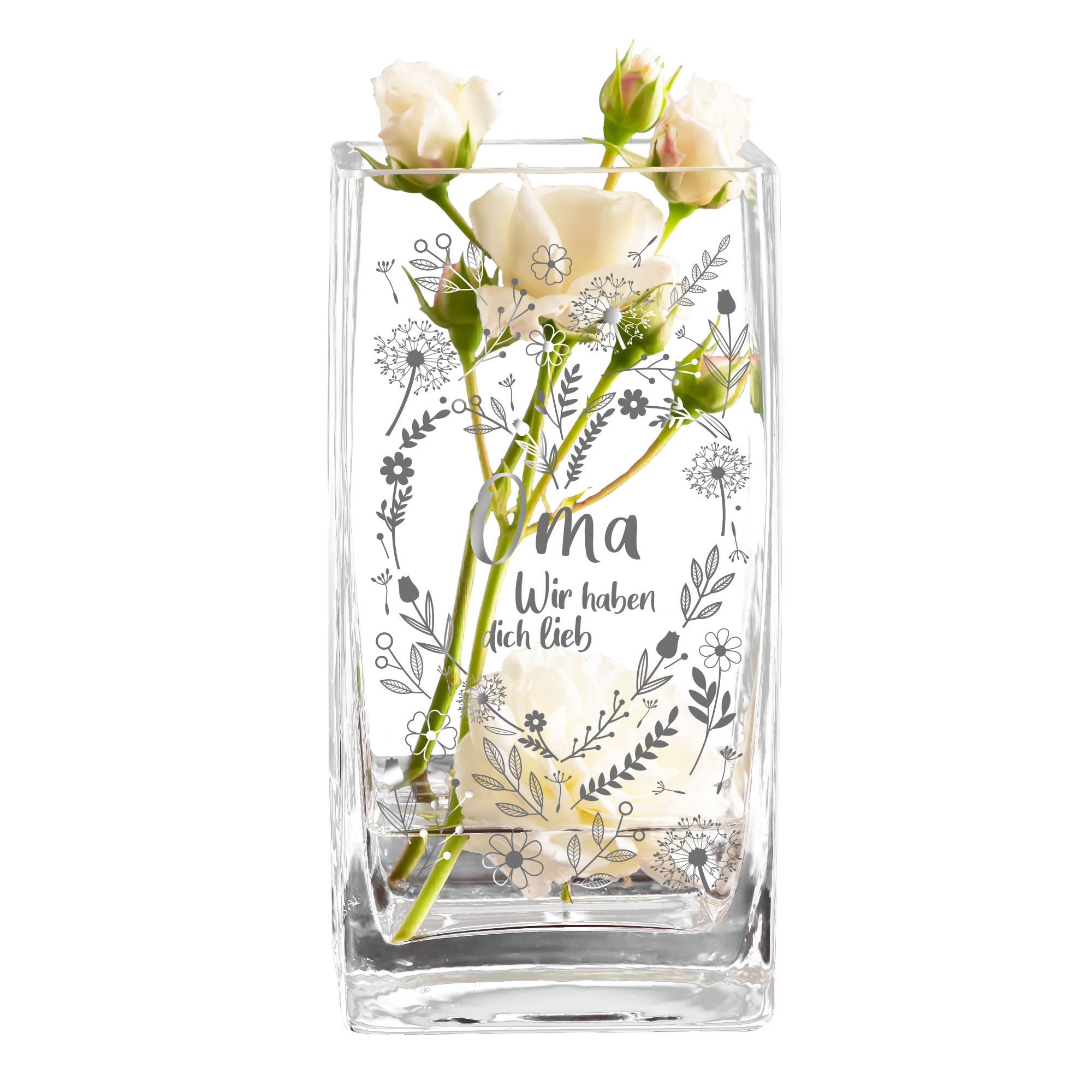 Eckige Vase - Blumenherz für Oma 0006-0019-112-AZ - 4