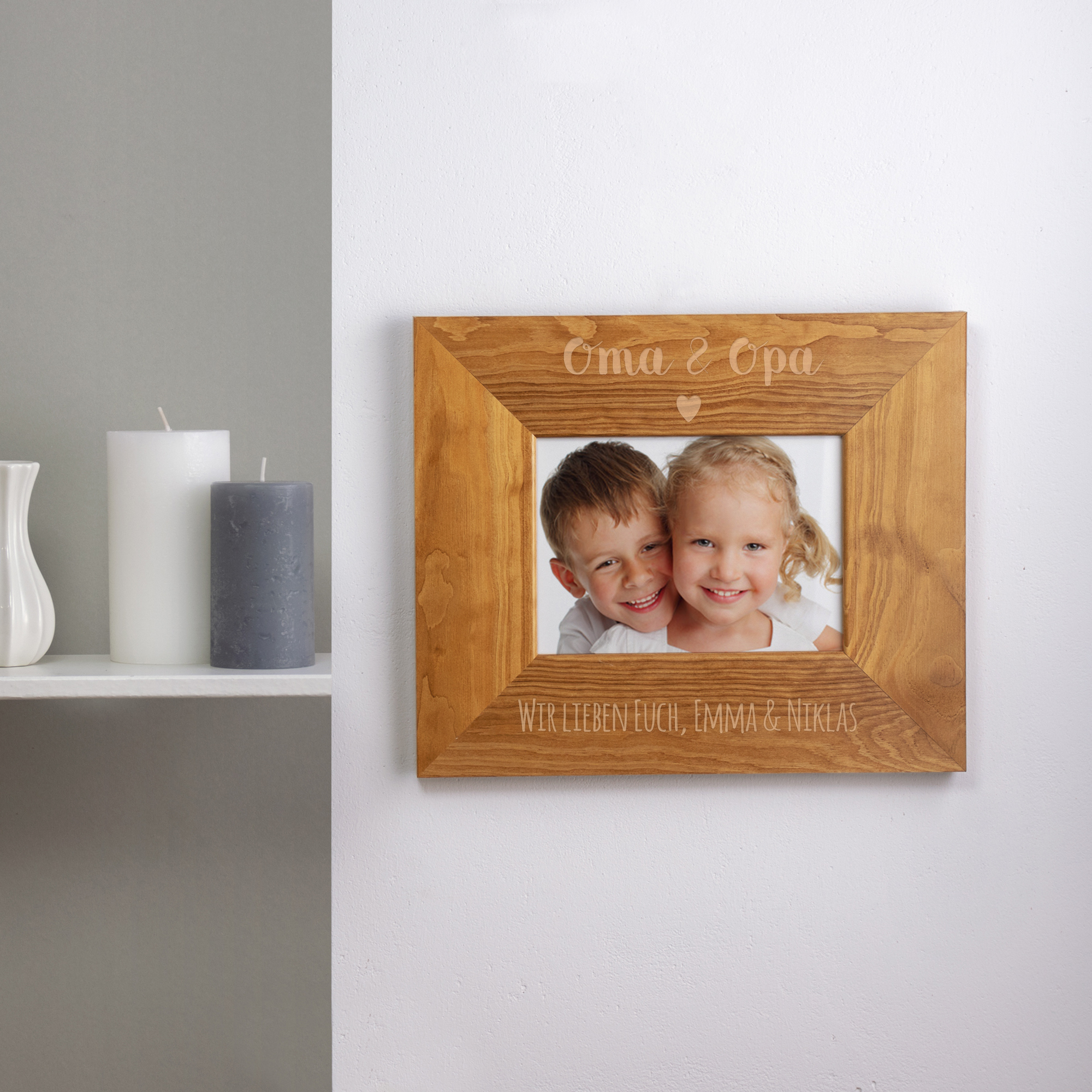 Personalisierter Bilderrahmen - Oma & Opa mit Herz